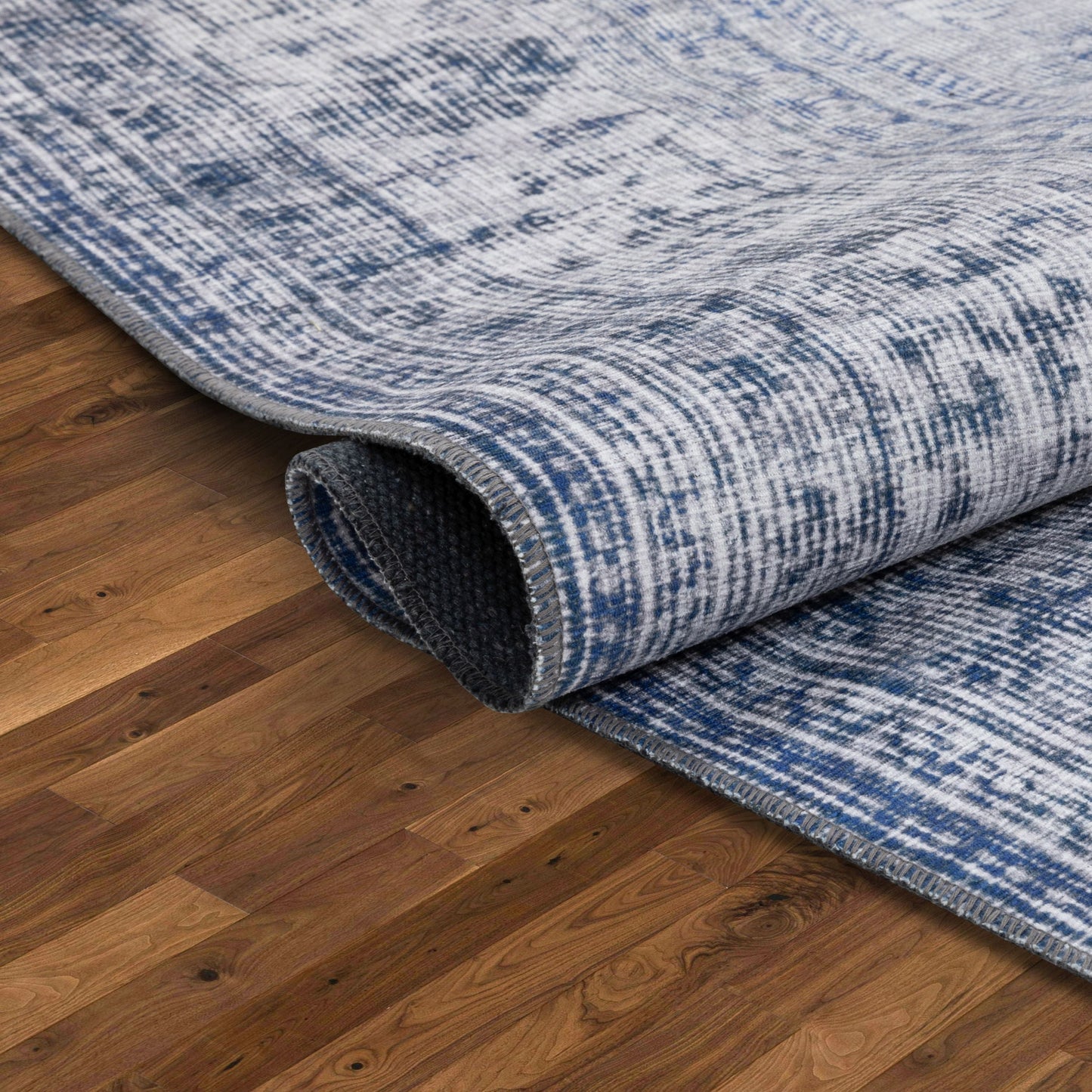 Gila Machine Washable Vintage Bohemian Medallion Oriental Grey Flat-Weave Distressed Rug NIL-17