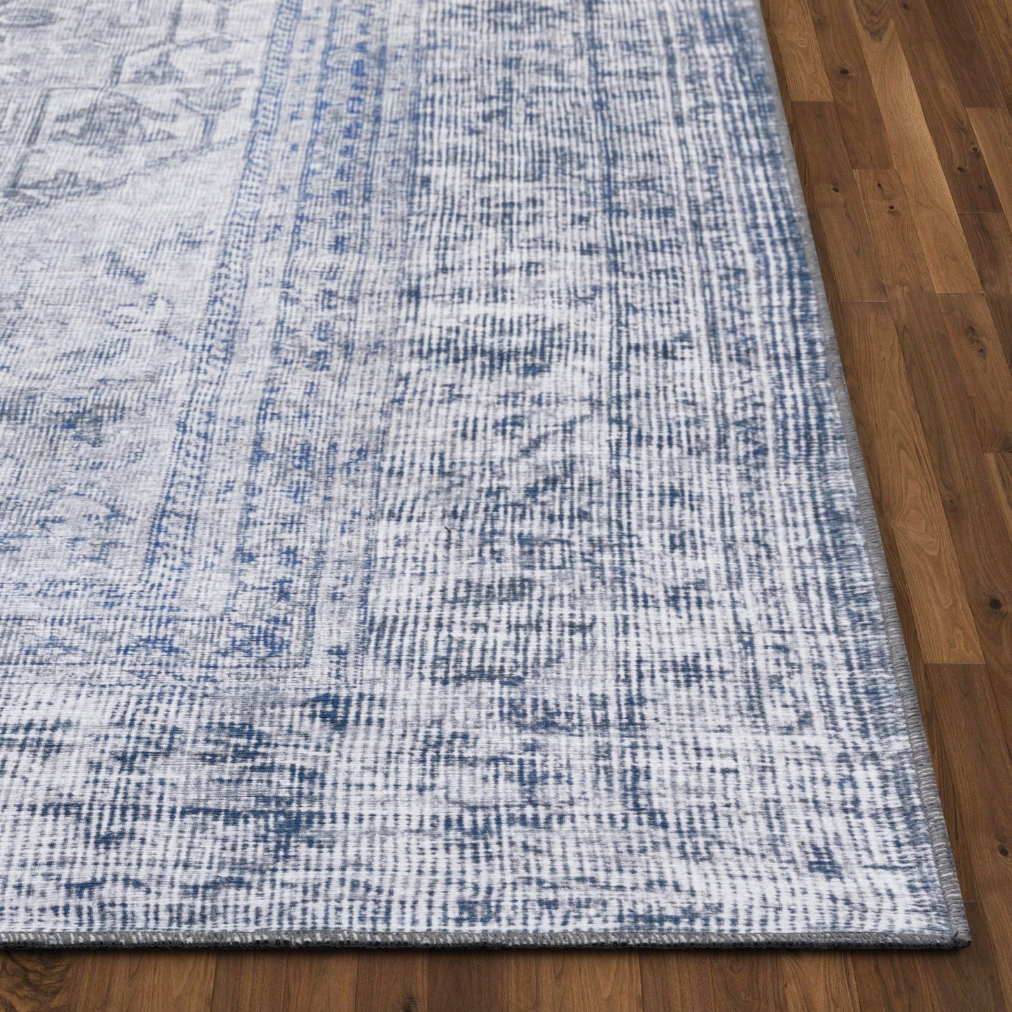 Gila Machine Washable Vintage Bohemian Medallion Oriental Grey Flat-Weave Distressed Rug NIL-17
