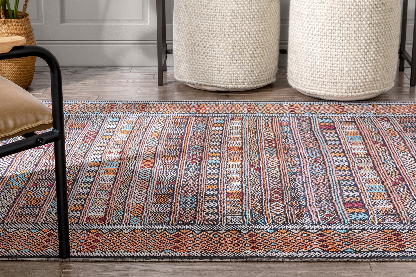 Murcia Machine Washable Tribal Ethnic Vintage Red Flat-Weave Rug NIL-20