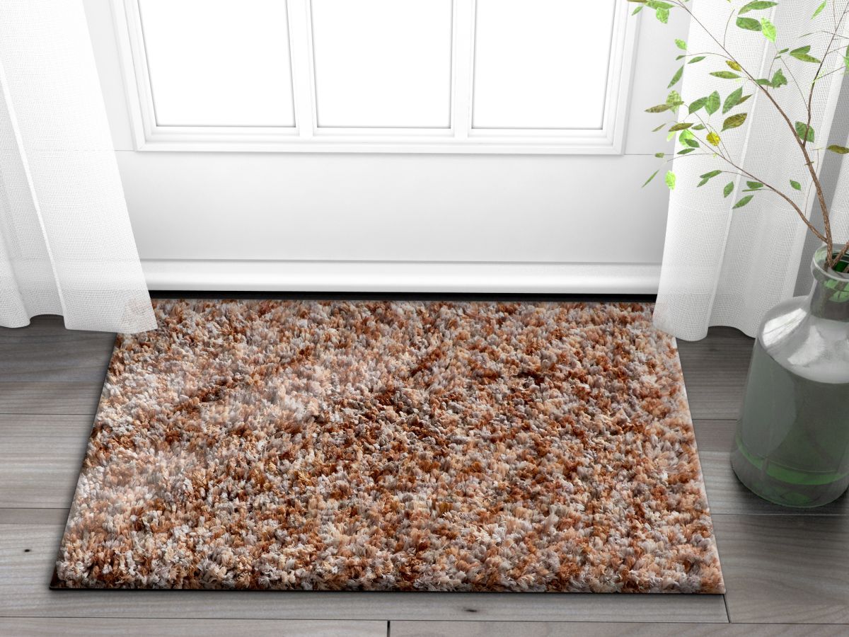 Plain Multi Beige Modern Solid Shag Rug NO-32