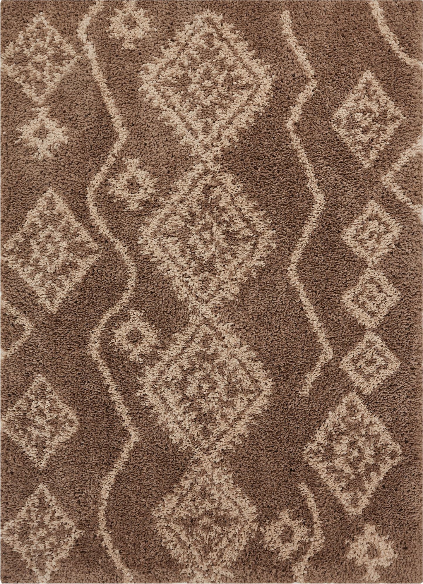 Gracious Beige Modern Moroccan Shag Rug NO-42