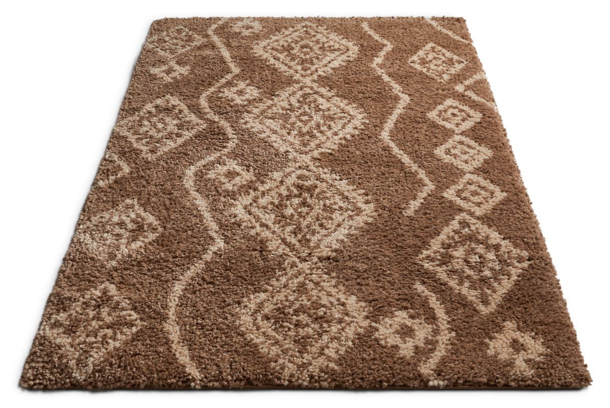 Gracious Beige Modern Moroccan Shag Rug NO-42