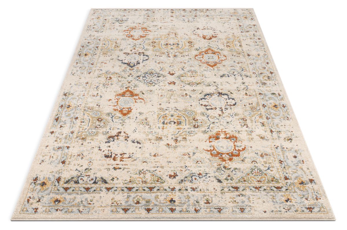 Kian Cream Vintage Panel Distressed Rug OM-122