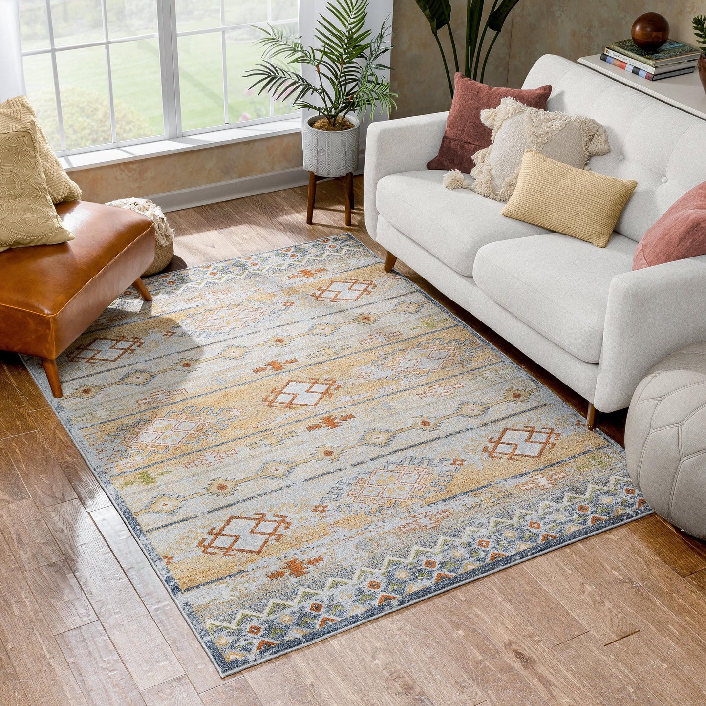 Alu Cream Vintage Modern Tribal Rug OM-172