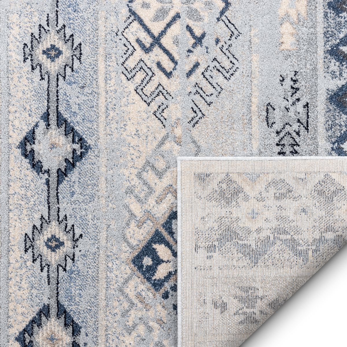 Alu Blue Modern Vintage Tribal Rug OM-174