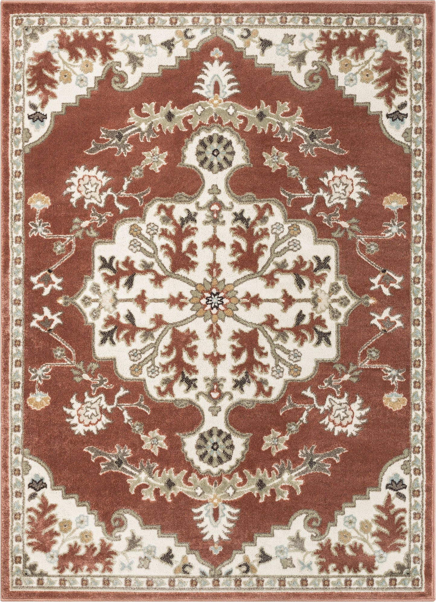 Iris Traditional Oriental Floral Brick High-Low Rug OR-10