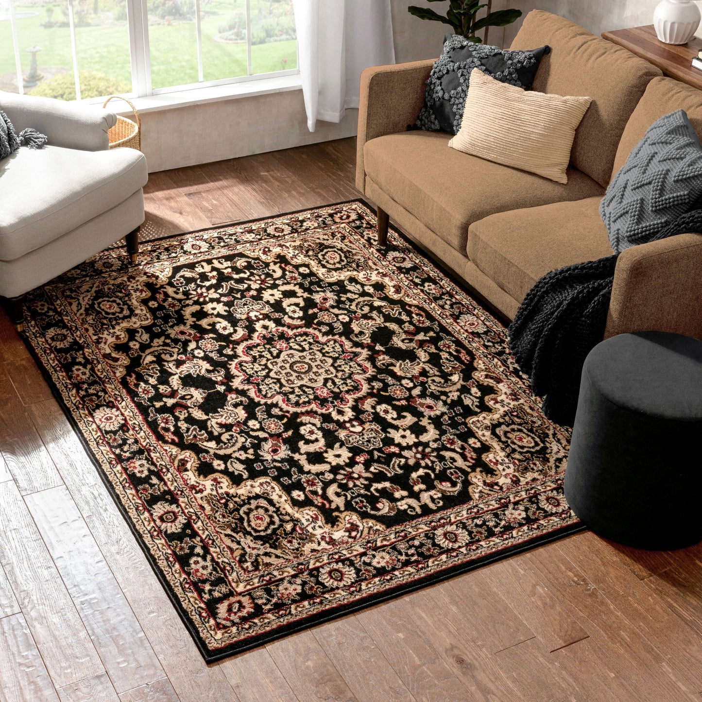 Nima Traditional Medallion Persian Black Rug PA-103