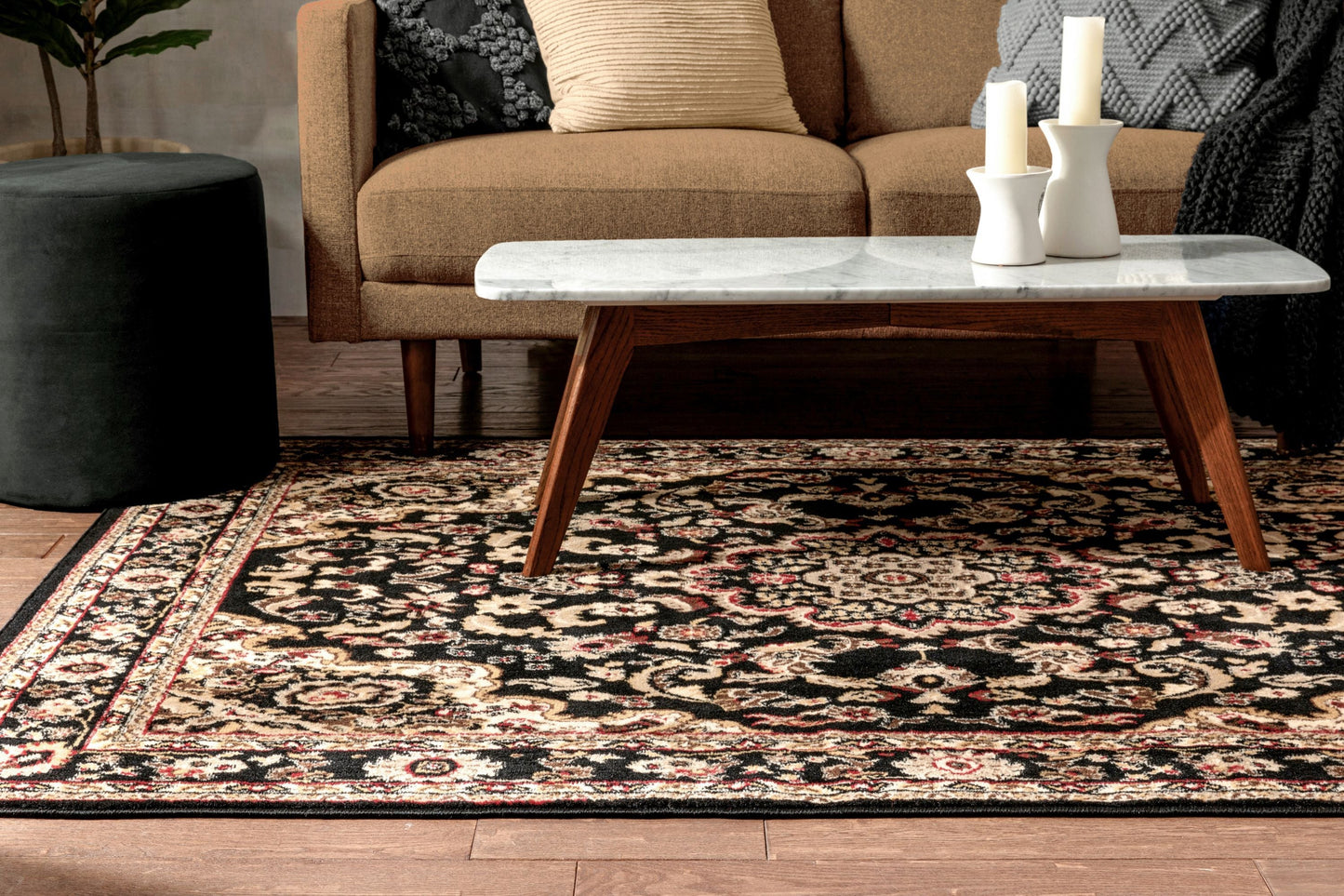 Nima Traditional Medallion Persian Black Rug PA-103