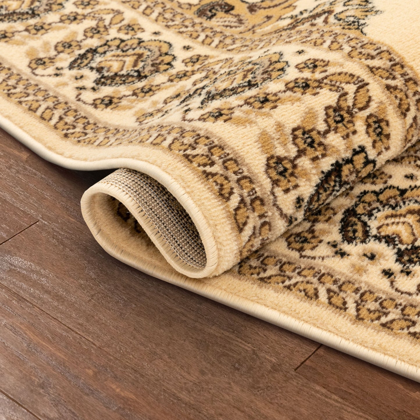 Malika Traditional Medallion Persian Floral Ivory Rug PA-112