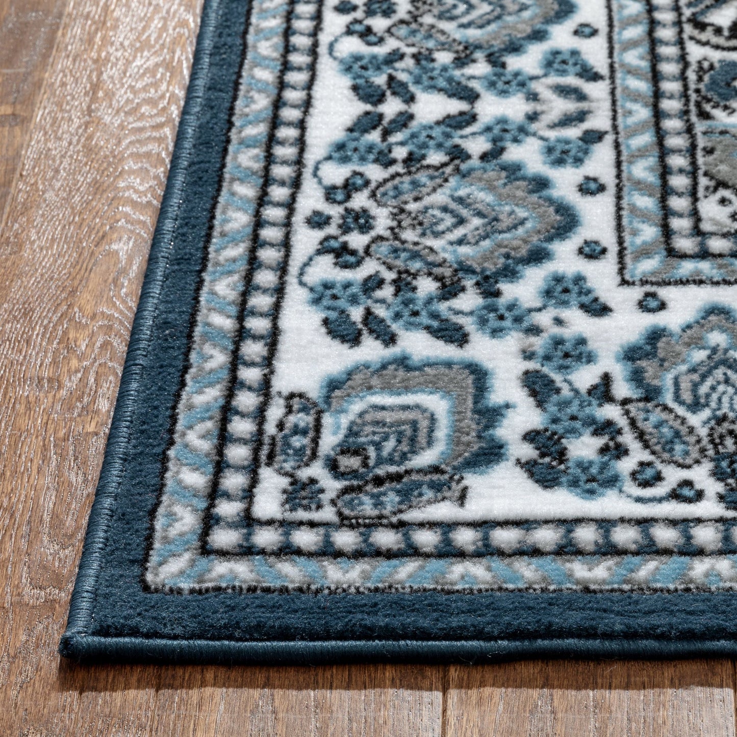 Malika Traditional Medallion Persian Floral Dark Blue Rug PA-114