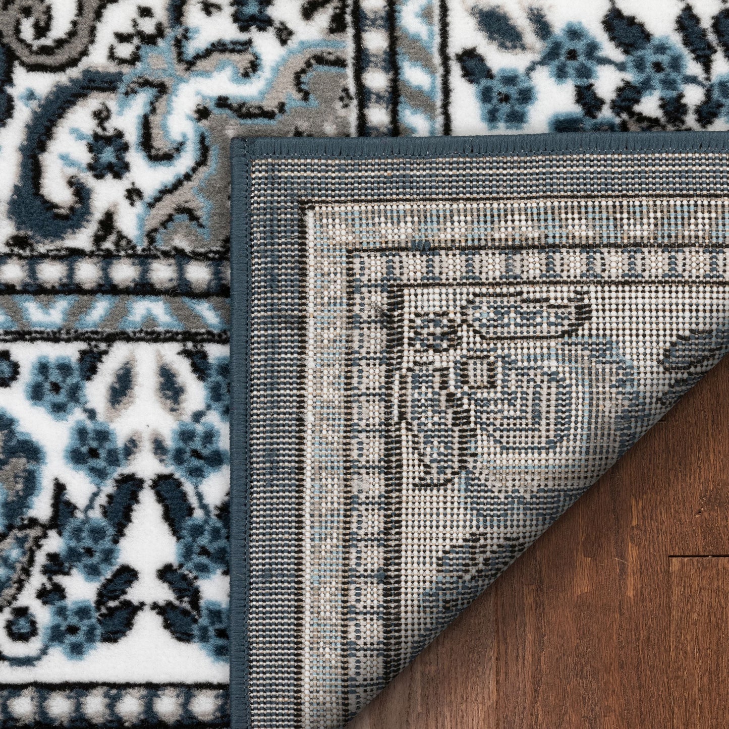 Malika Traditional Medallion Persian Floral Dark Blue Rug PA-114