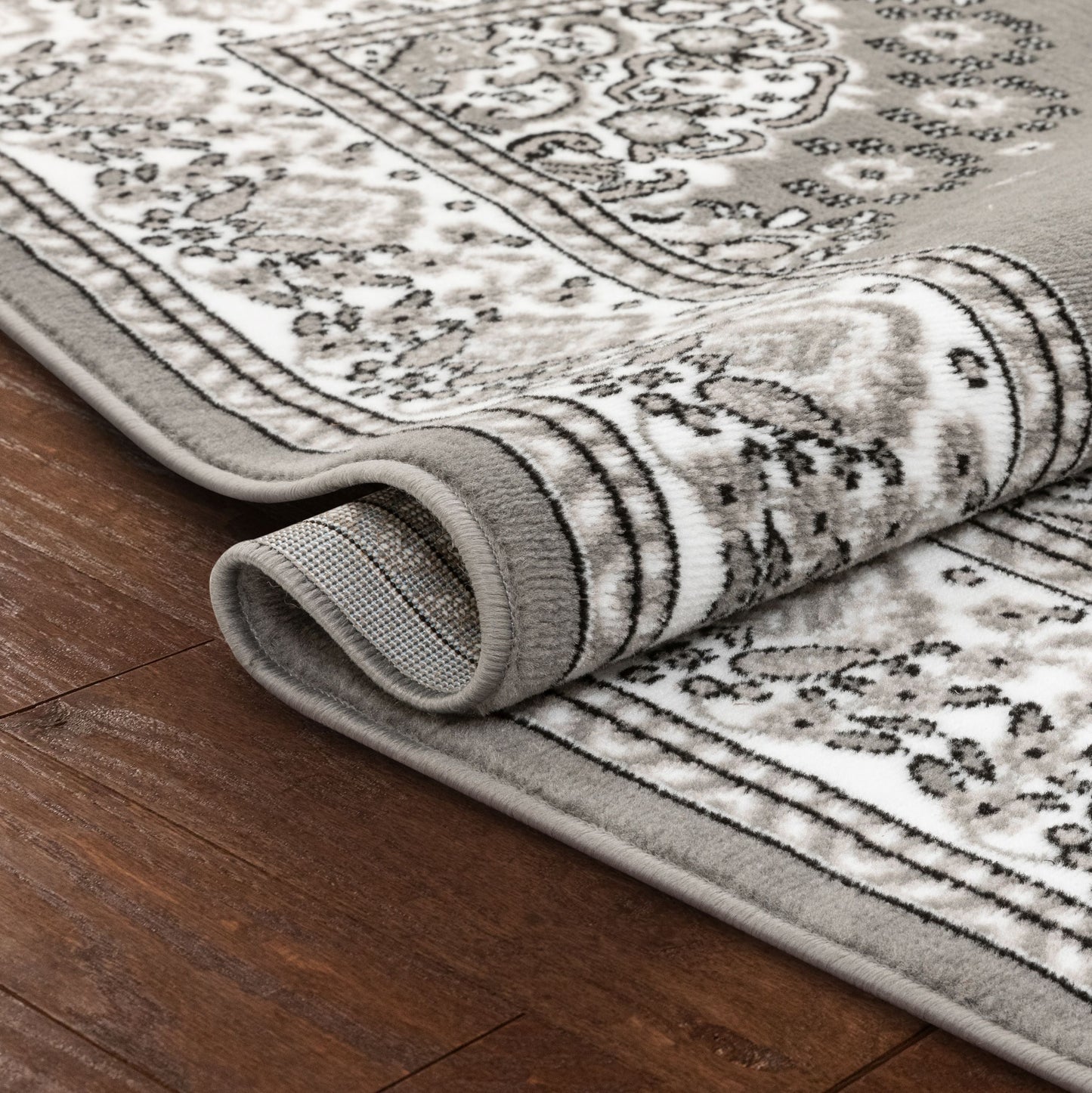 Malika Traditional Medallion Persian Floral Grey Rug PA-117