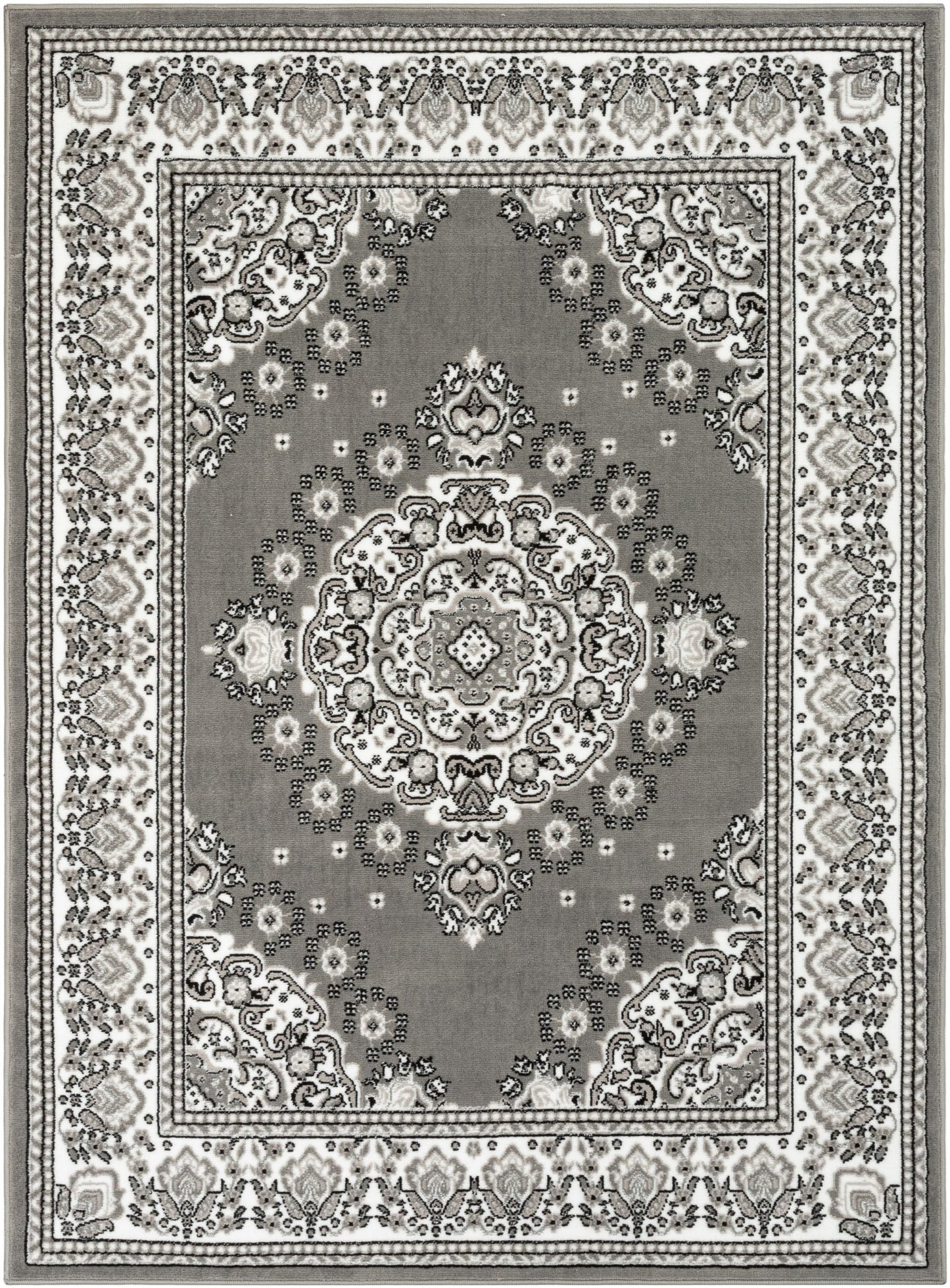 Malika Traditional Medallion Persian Floral Grey Rug PA-117
