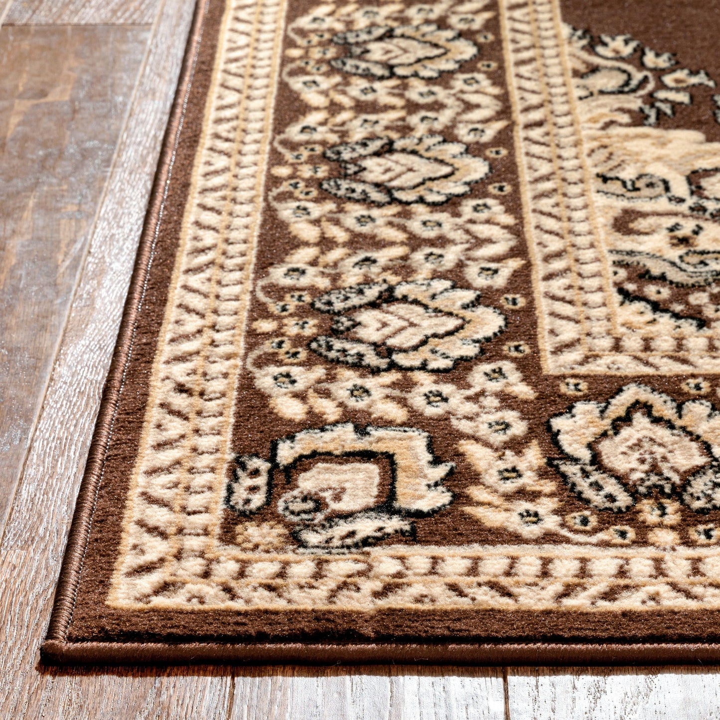Malika Traditional Medallion Persian Floral Brown Rug PA-118