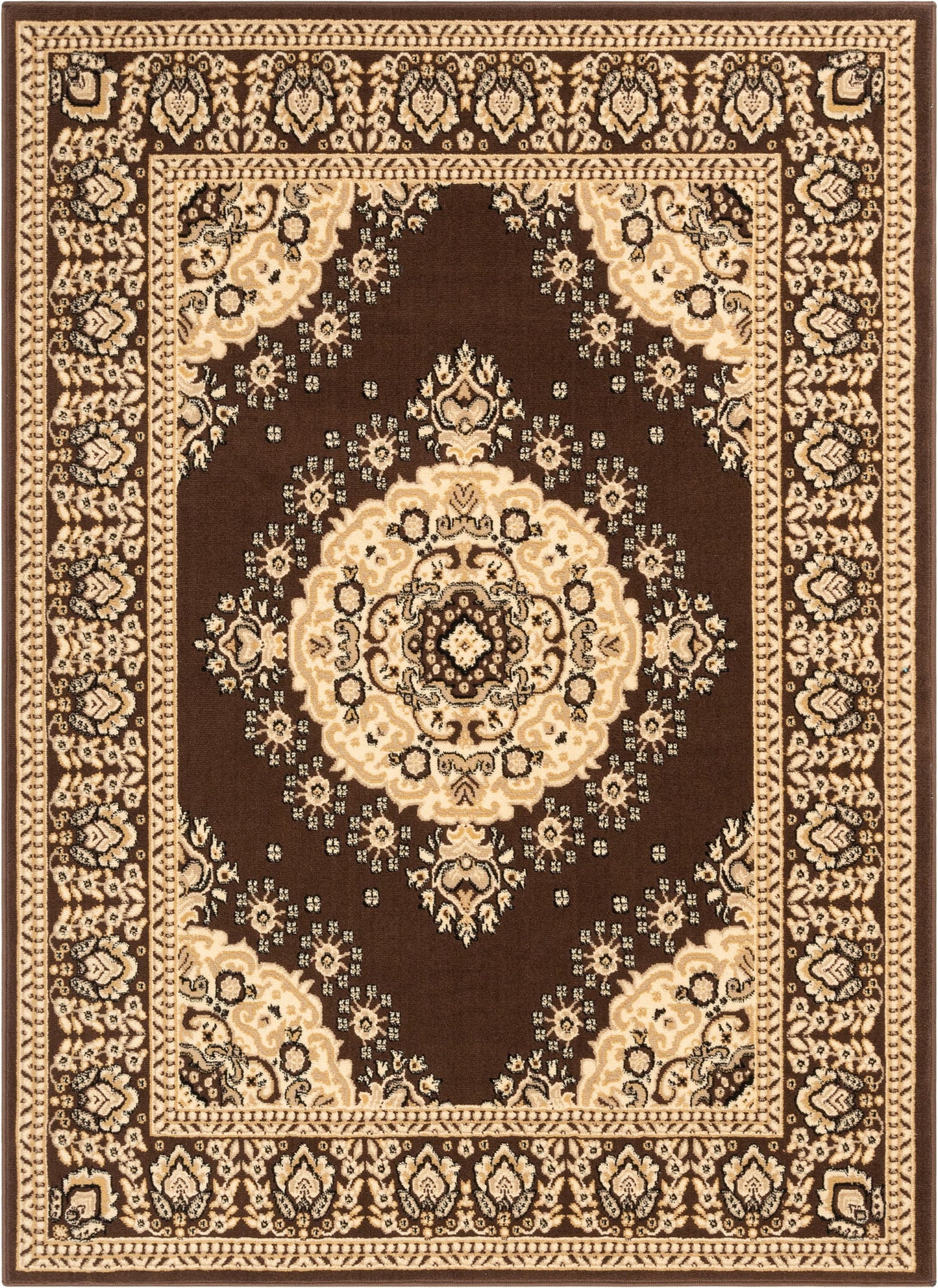 Malika Traditional Medallion Persian Floral Brown Rug PA-118