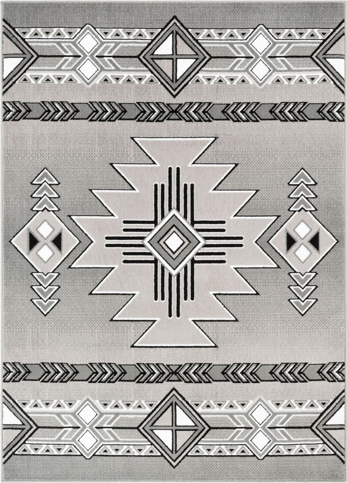 Dakota Tribal Aztec Southwestern Grey Rug PA-127