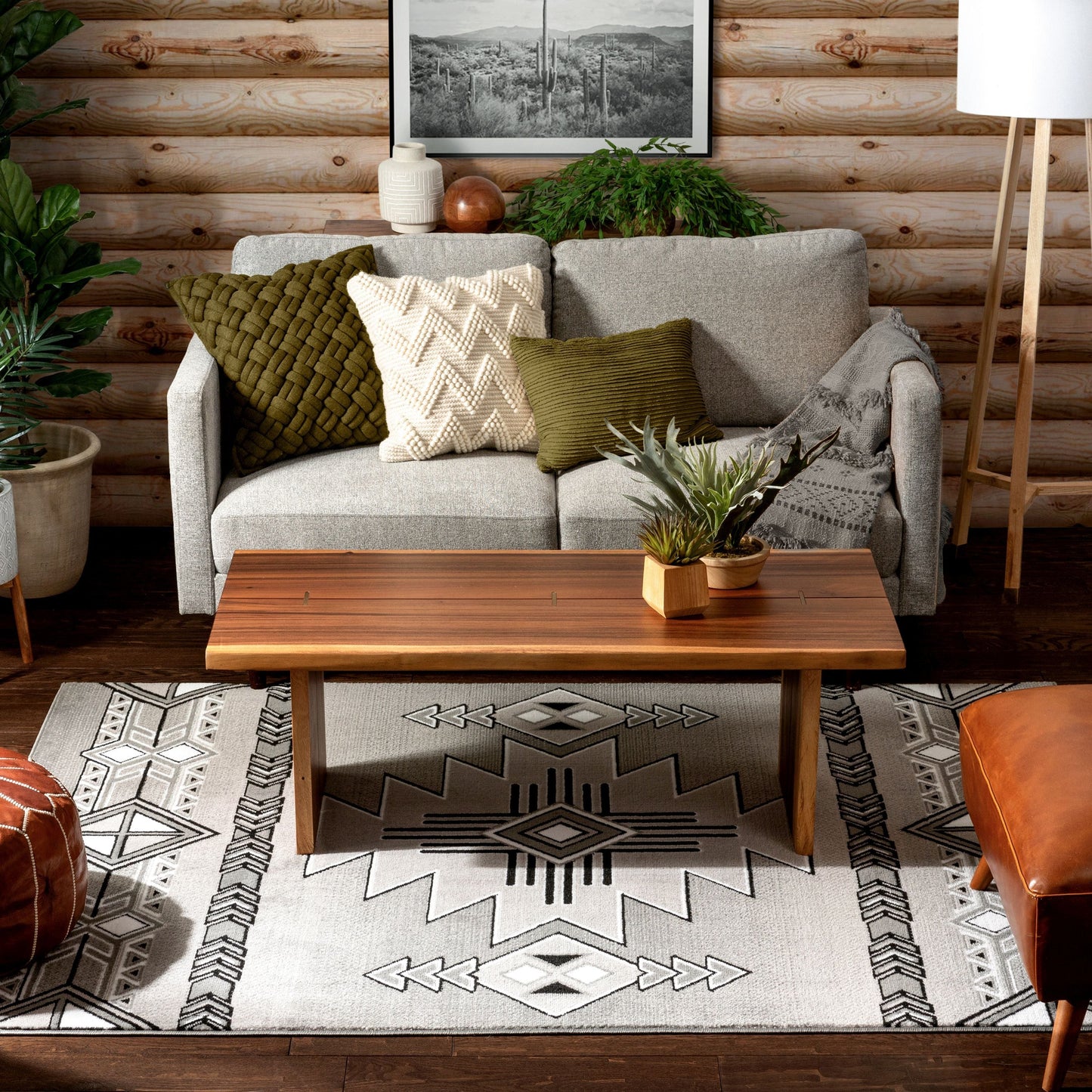 Dakota Tribal Aztec Southwestern Grey Rug PA-127