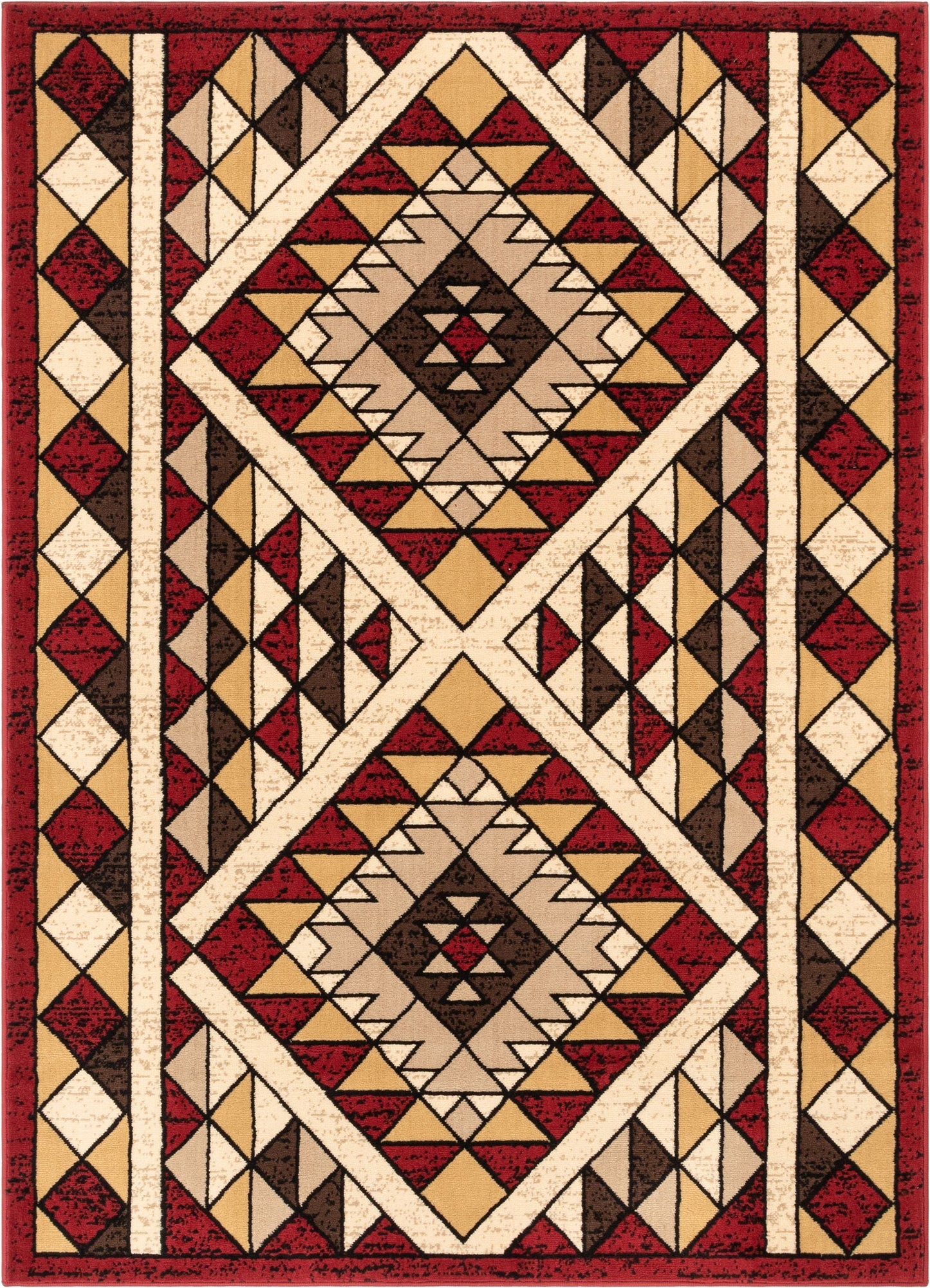 Enola Tribal Geometric Trellis Red Rug PA-140