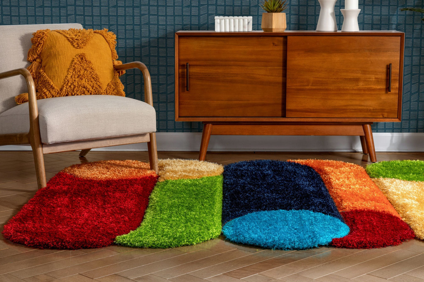 Zuma Modern Geometric Shag Multi 3D Textured Thick & Soft Shag Rug PAB-41
