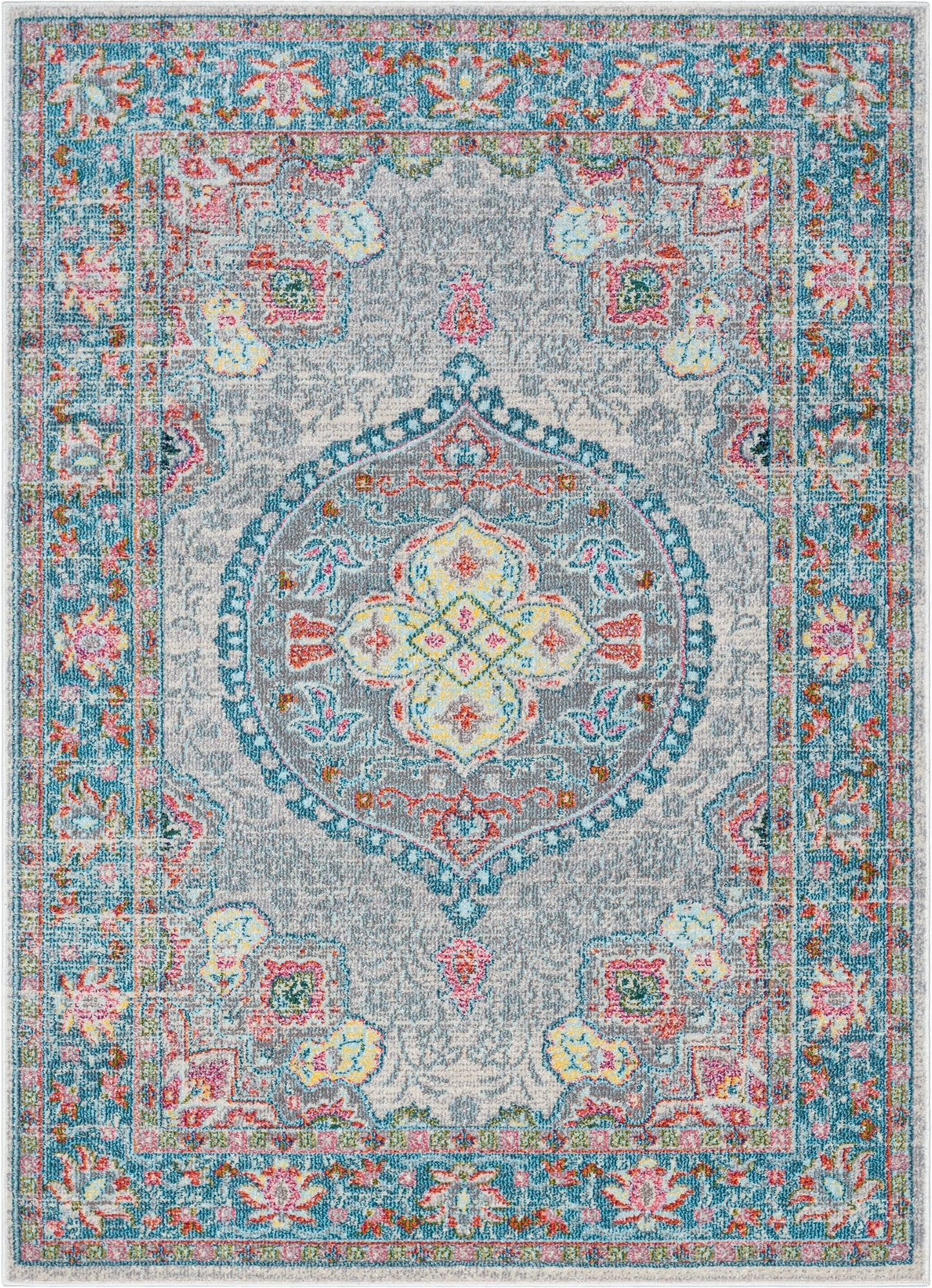 Payson Bohemian Oriental Perisan Grey Teal Rug PAL-27