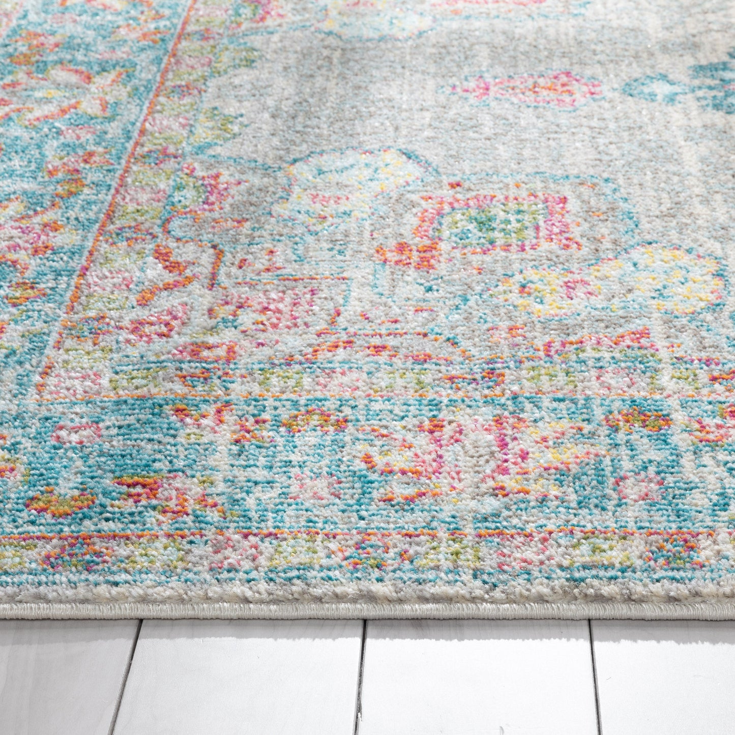 Payson Bohemian Oriental Perisan Grey Teal Rug PAL-27