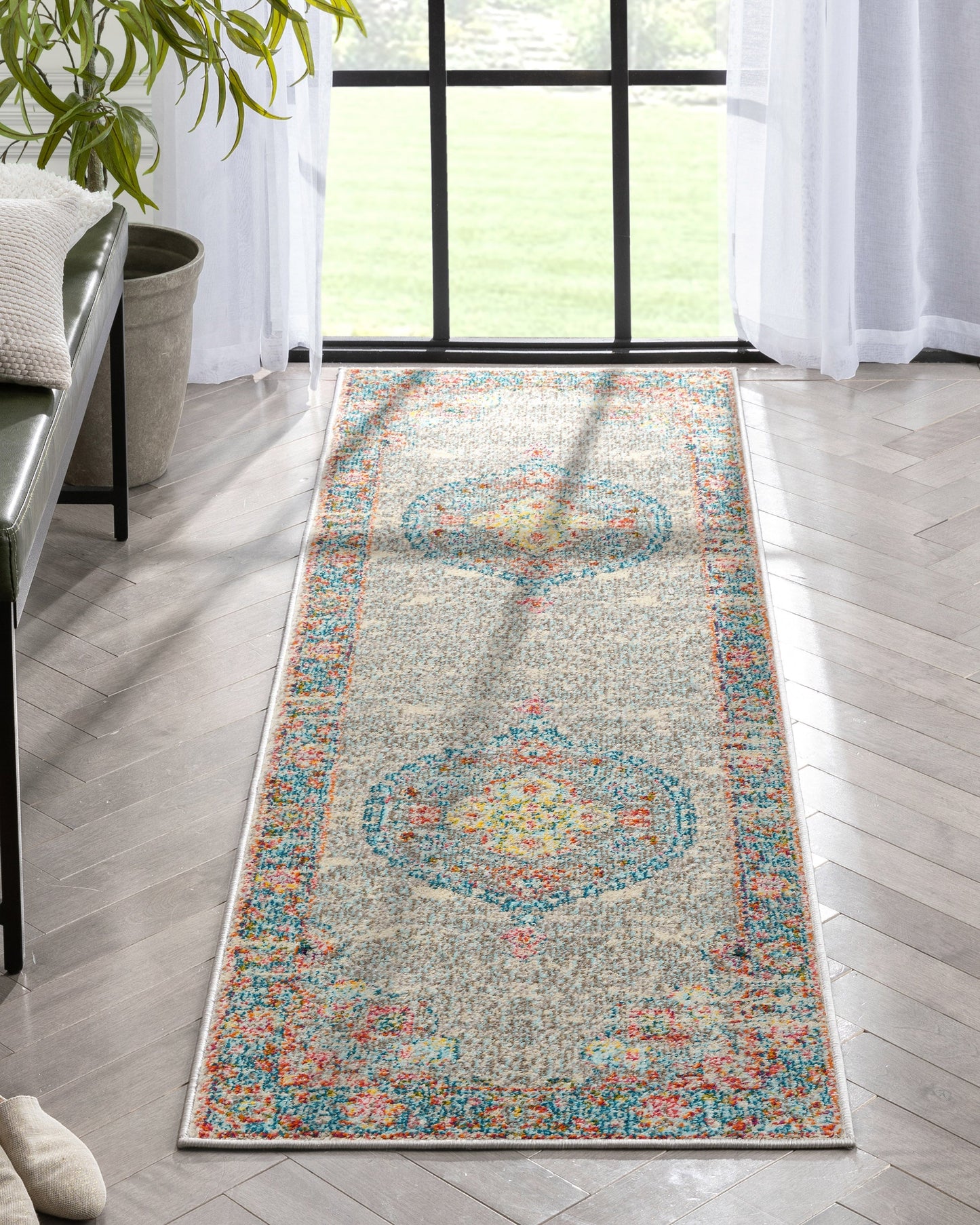 Payson Bohemian Oriental Perisan Grey Teal Rug PAL-27