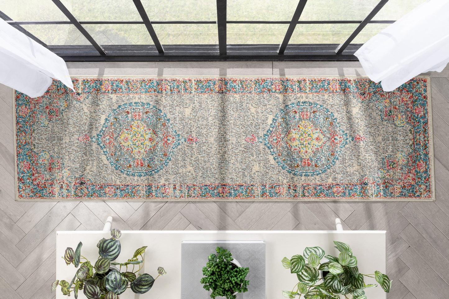 Payson Bohemian Oriental Perisan Grey Teal Rug PAL-27