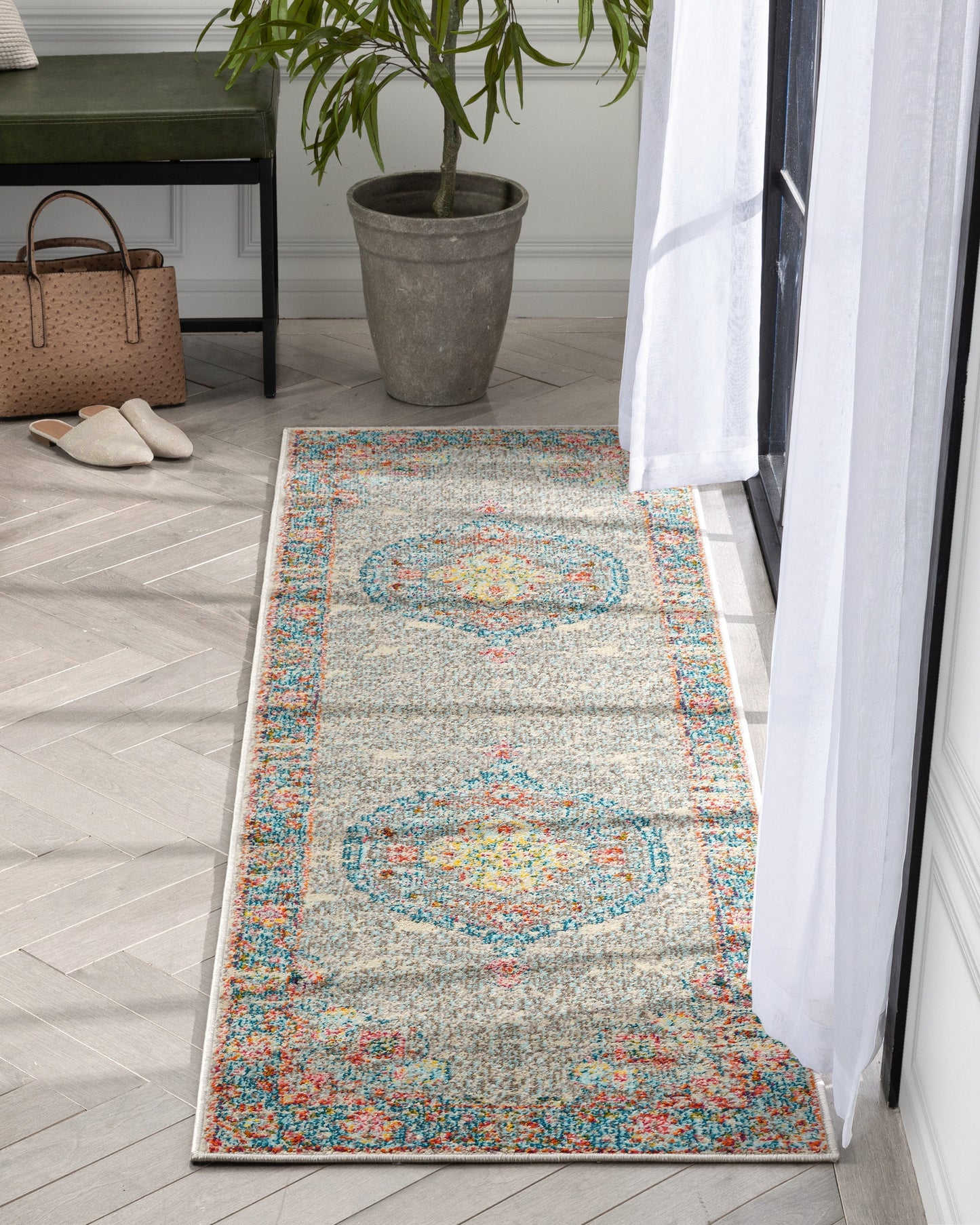 Payson Bohemian Oriental Perisan Grey Teal Rug PAL-27