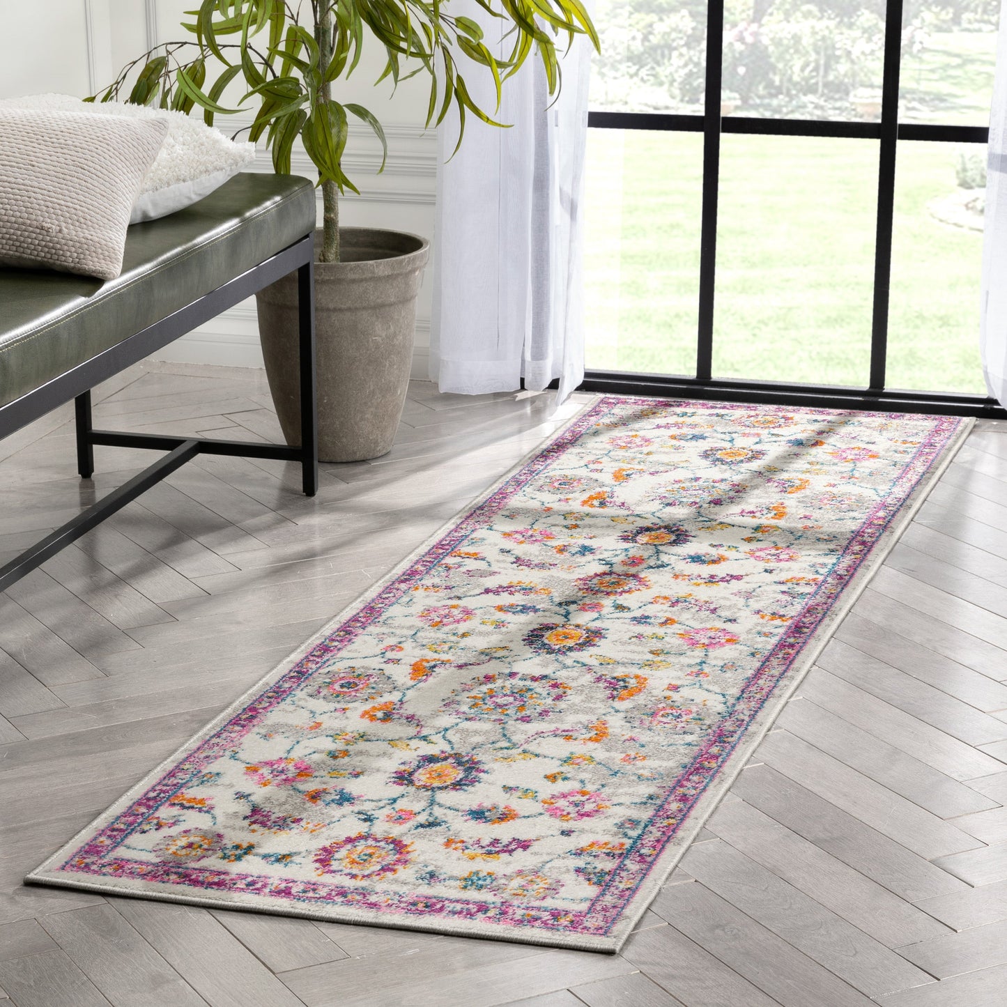 Arlette Bohemian Oriental Perisan Fuchsia Rug PAL-39