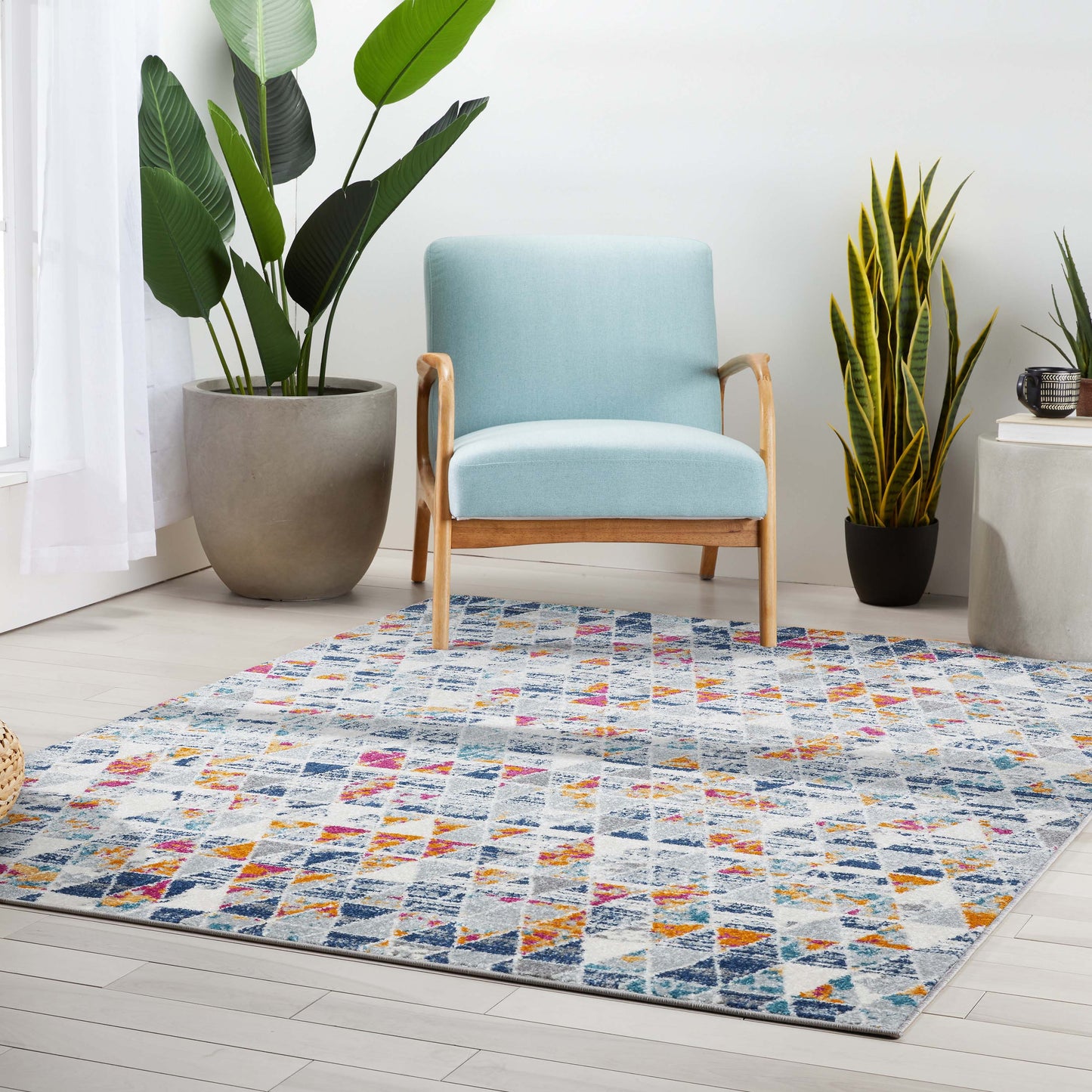 Keyla Modern Geometric Light Blue Rug PAL-46