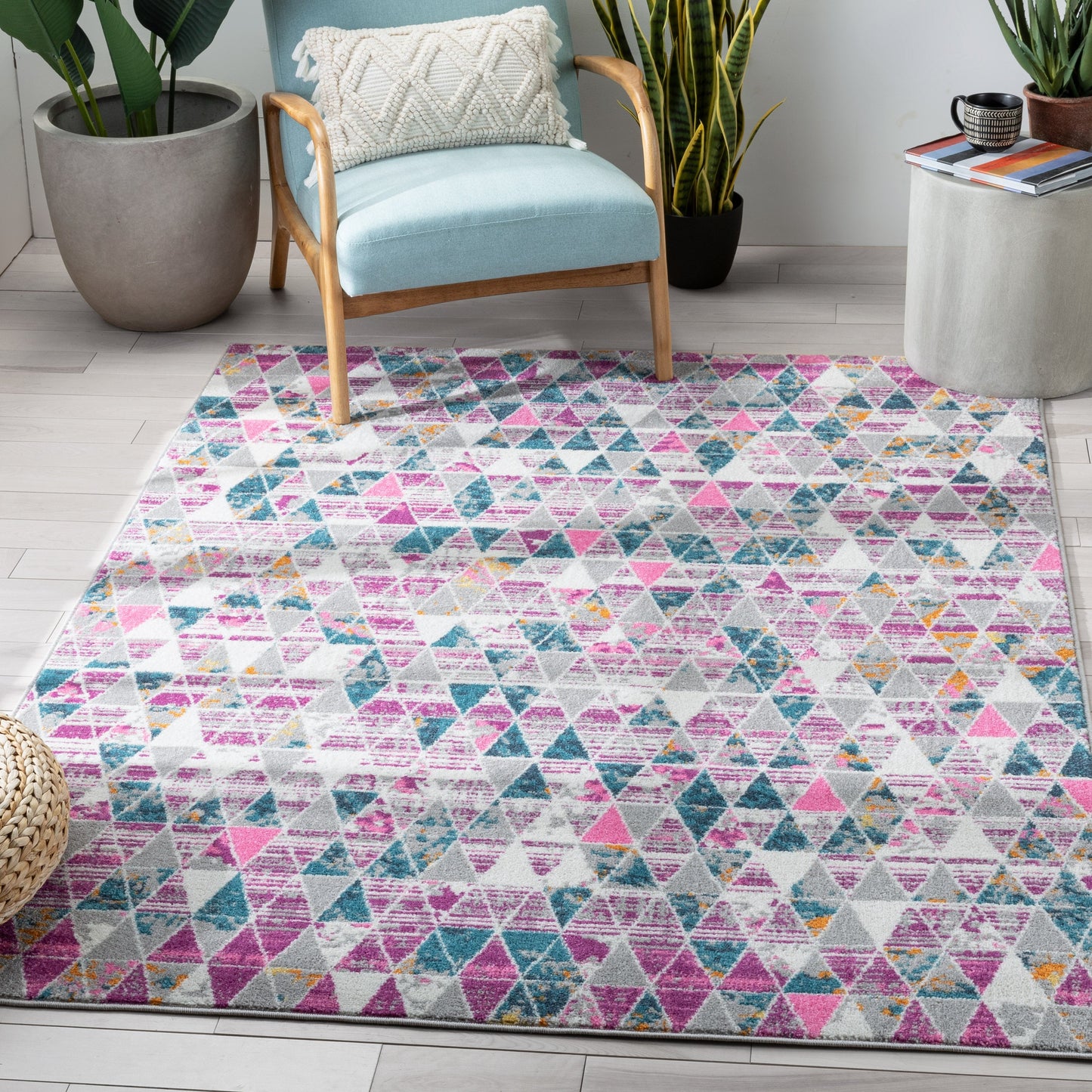 Keyla Modern Geometric Fuchsia Rug PAL-49