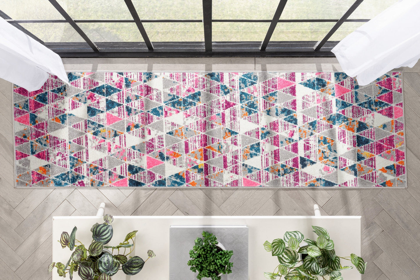 Keyla Modern Geometric Fuchsia Rug PAL-49