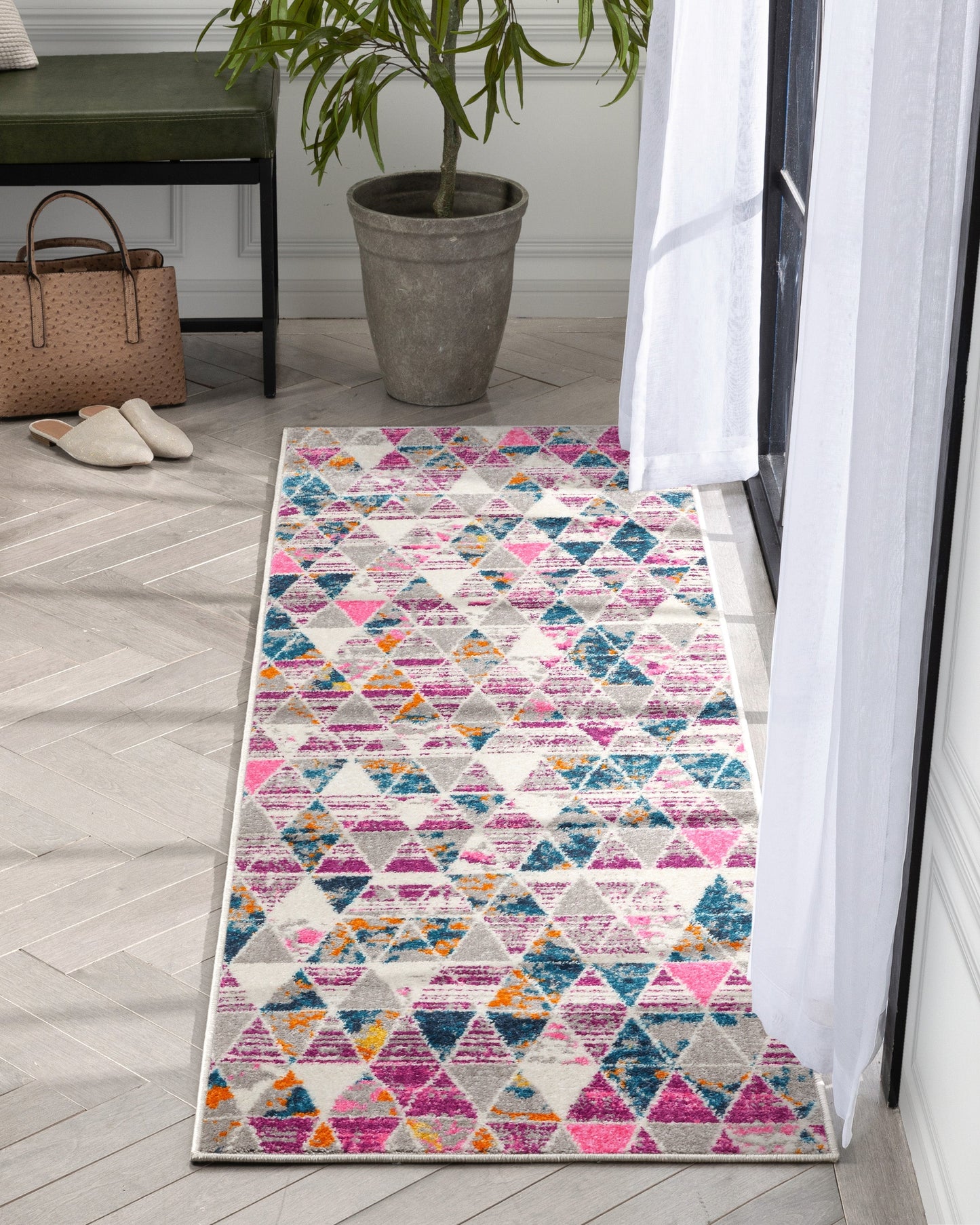 Keyla Modern Geometric Fuchsia Rug PAL-49