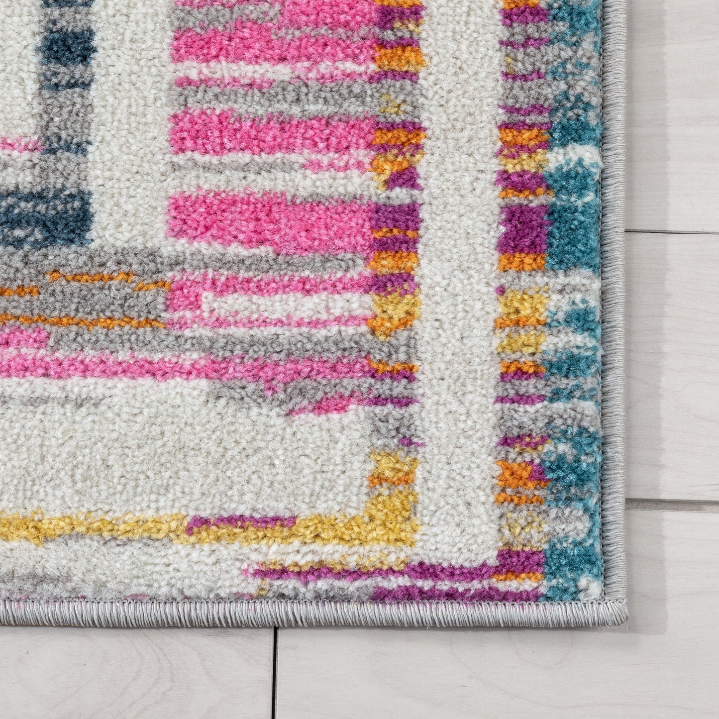 Merle Modern Geometric Border Fuchsia Rug PAL-59