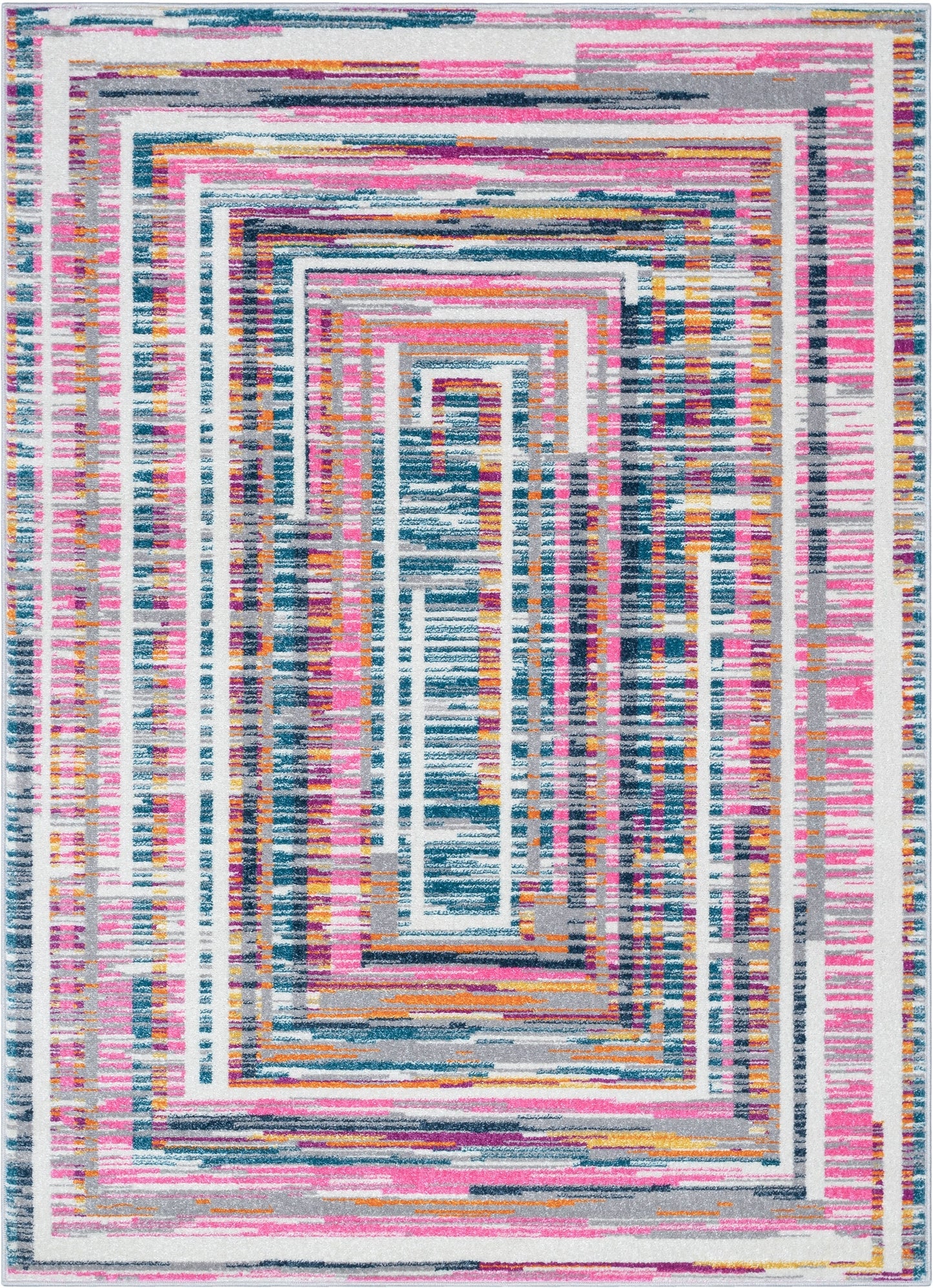 Merle Modern Geometric Border Fuchsia Rug PAL-59