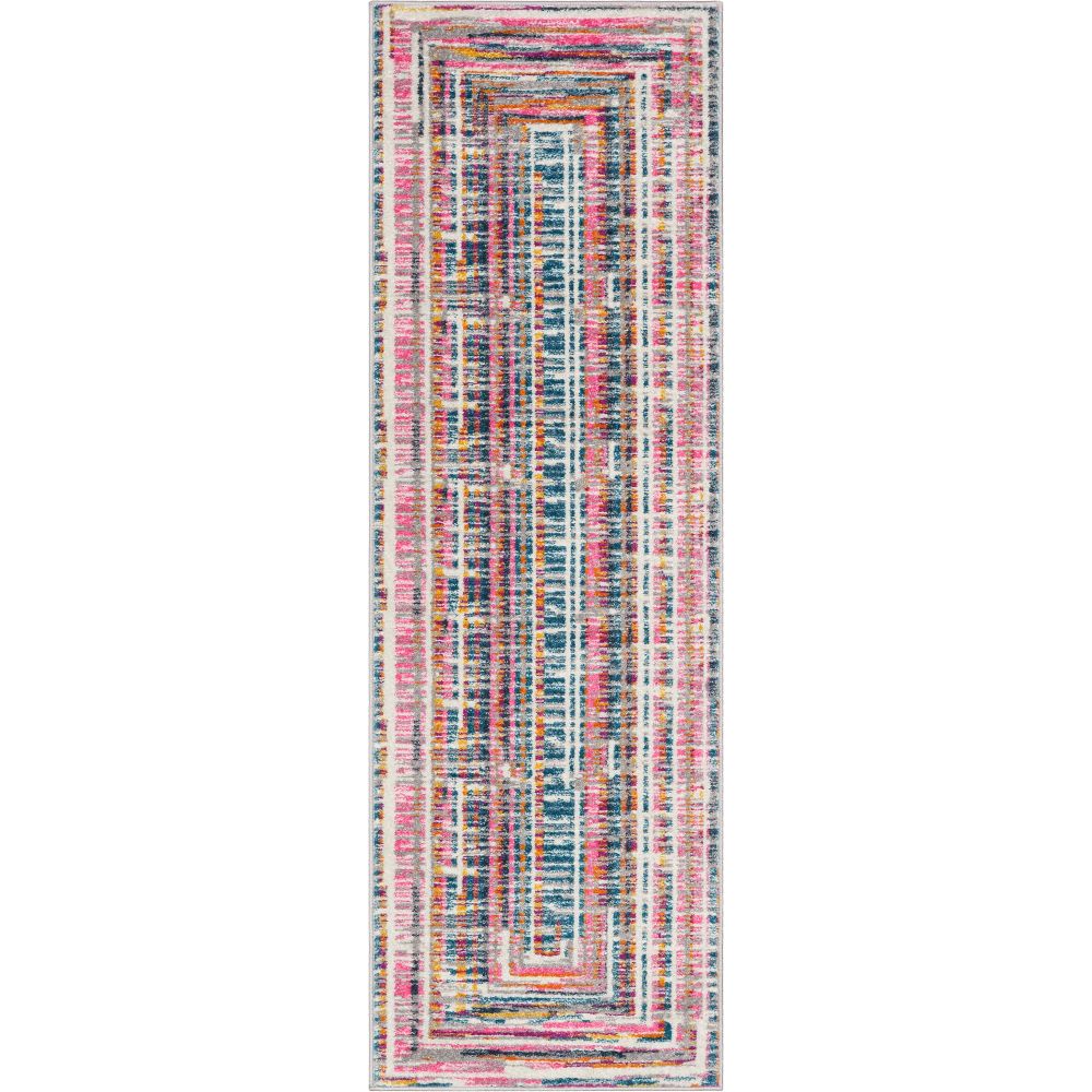 Merle Modern Geometric Border Fuchsia Rug PAL-59