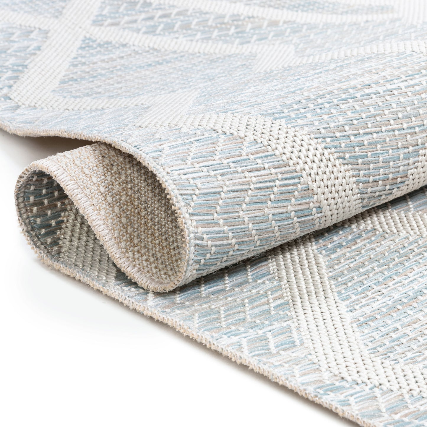 Arto Modern Geometric Blue Flatweave Rug POR-06