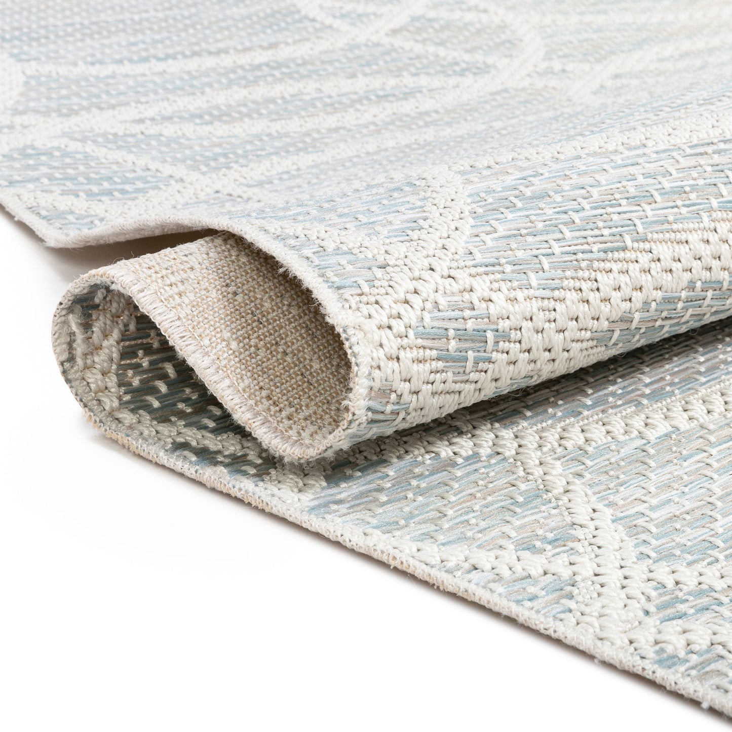 Tocha Modern Geometric Blue Flatweave Rug POR-86