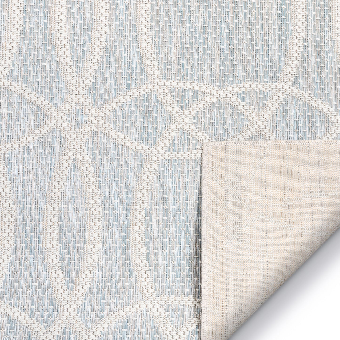 Tocha Modern Geometric Blue Flatweave Rug POR-86
