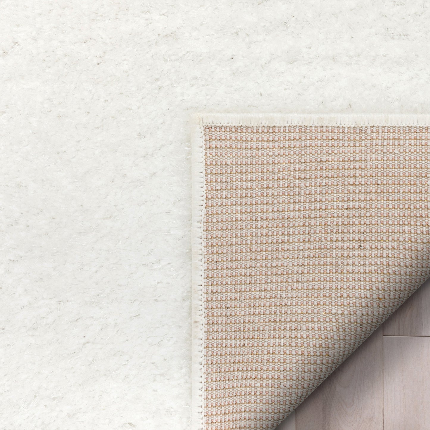 Chroma Glam Solid Ultra Soft Ivory Multi-Textured Shimmer Pile Shag Rug RA-12