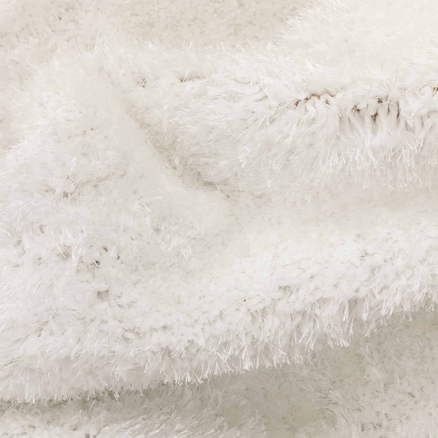 Chroma Glam Solid Ultra Soft Ivory Multi-Textured Shimmer Pile Shag Rug RA-12