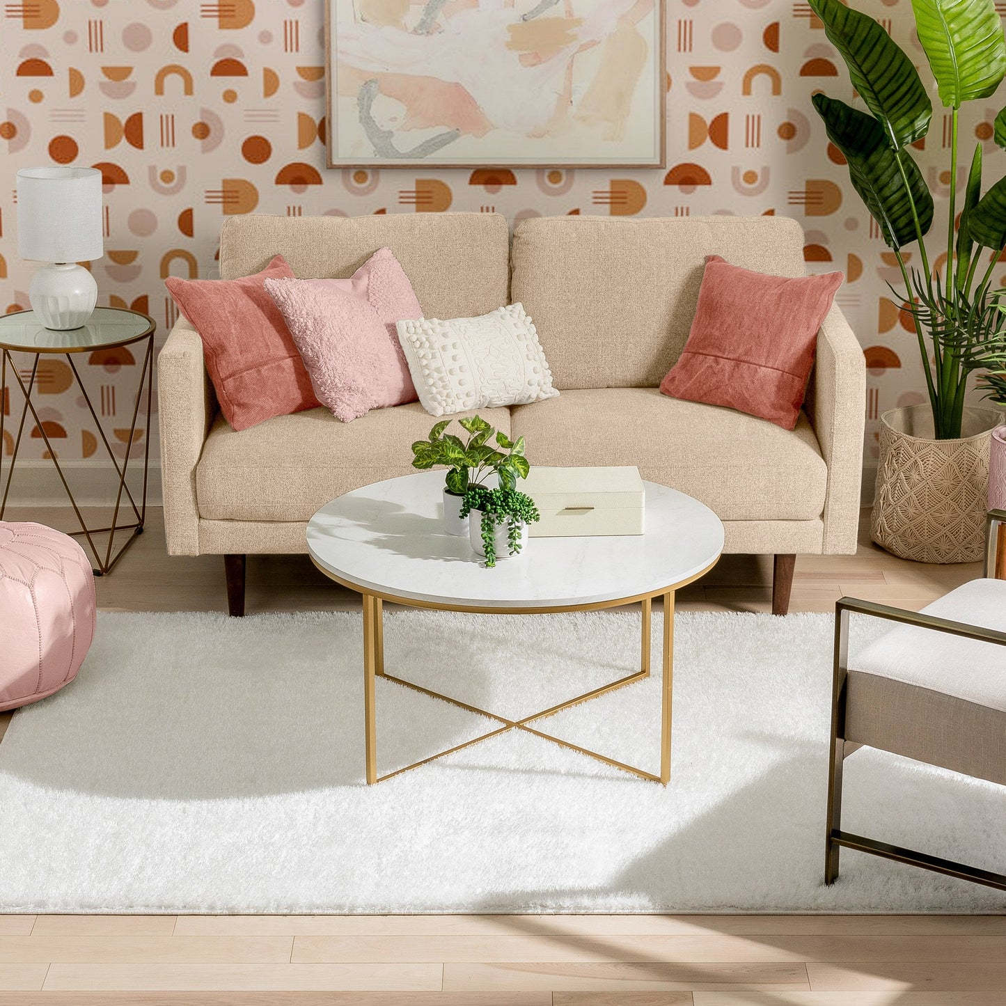 Chroma Glam Solid Ultra Soft Ivory Multi-Textured Shimmer Pile Shag Rug RA-12