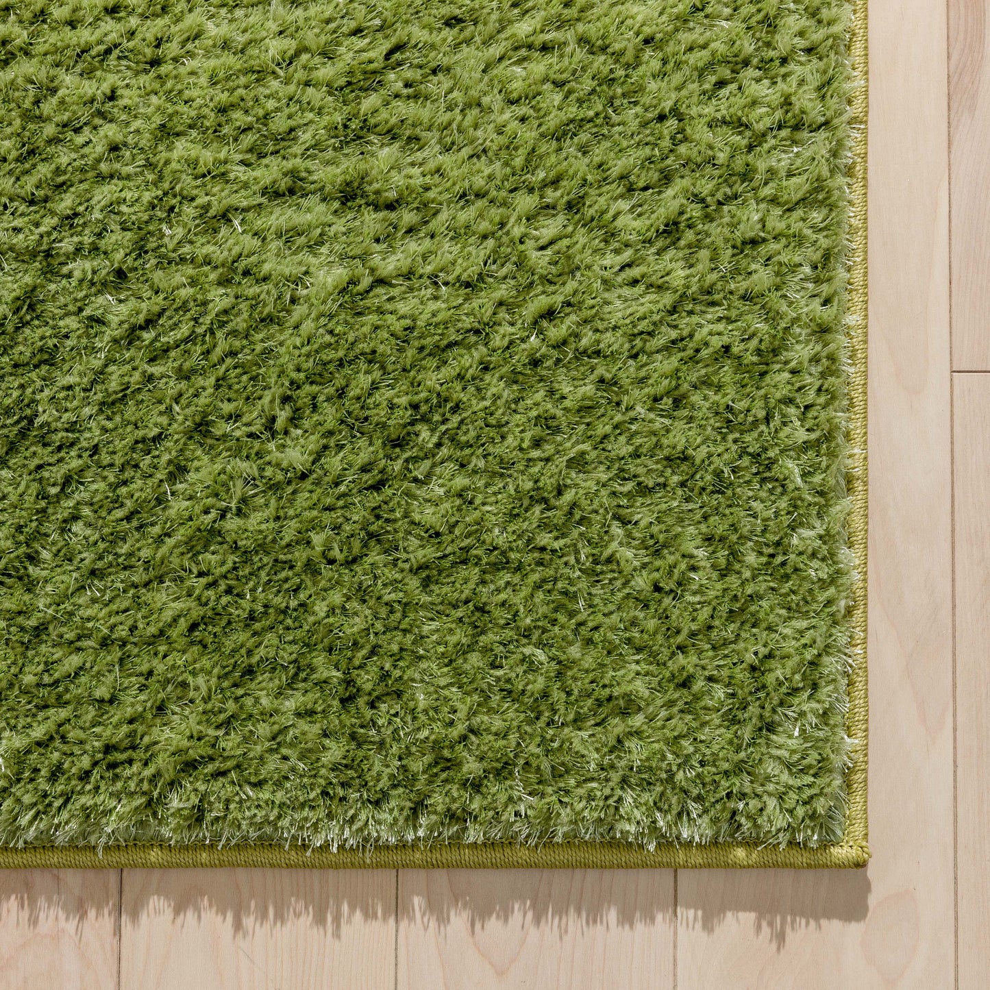 Chroma Glam Solid Ultra Soft Green Multi-Textured Shimmer Pile Shag Rug RA-15