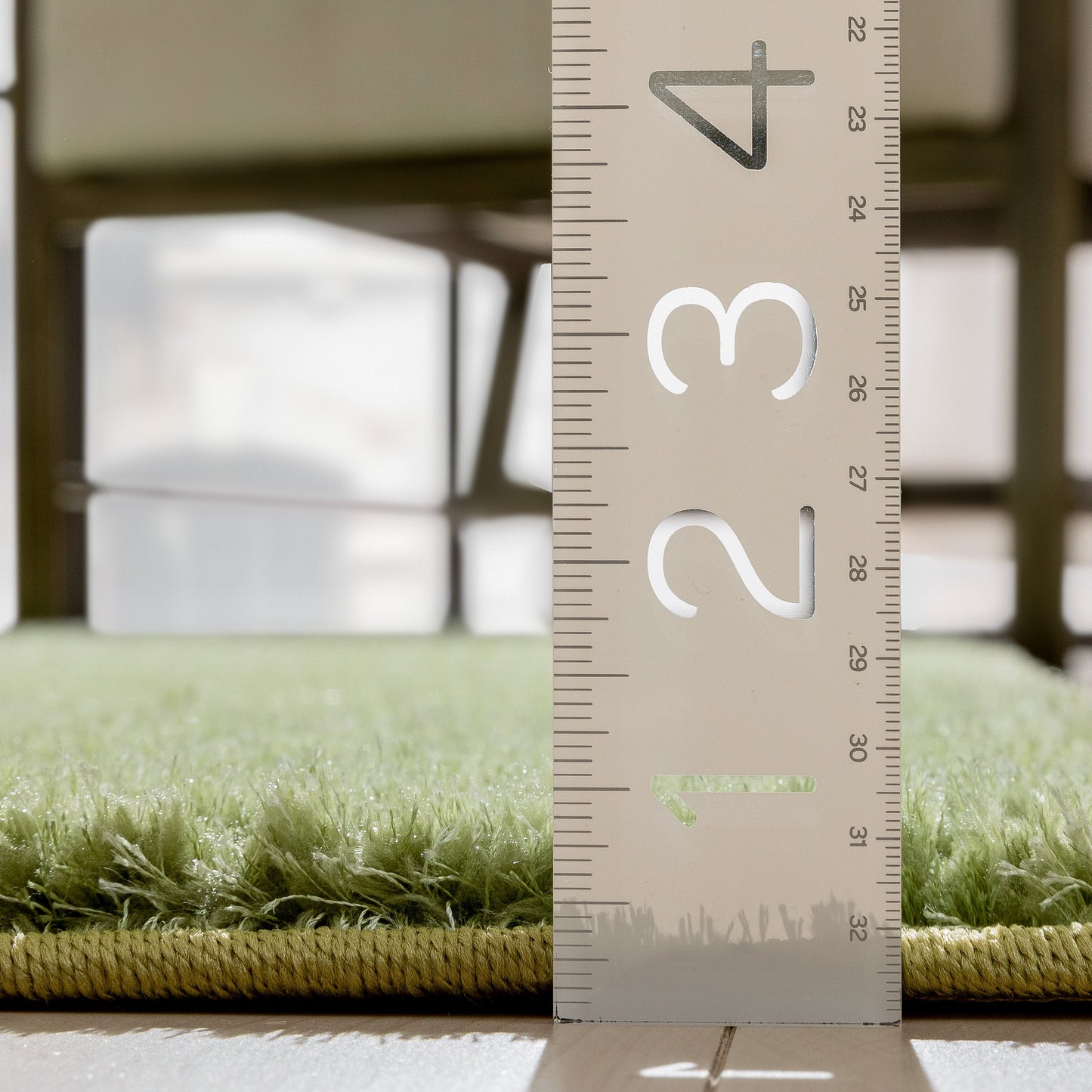 Chroma Glam Solid Ultra Soft Green Multi-Textured Shimmer Pile Shag Rug RA-15