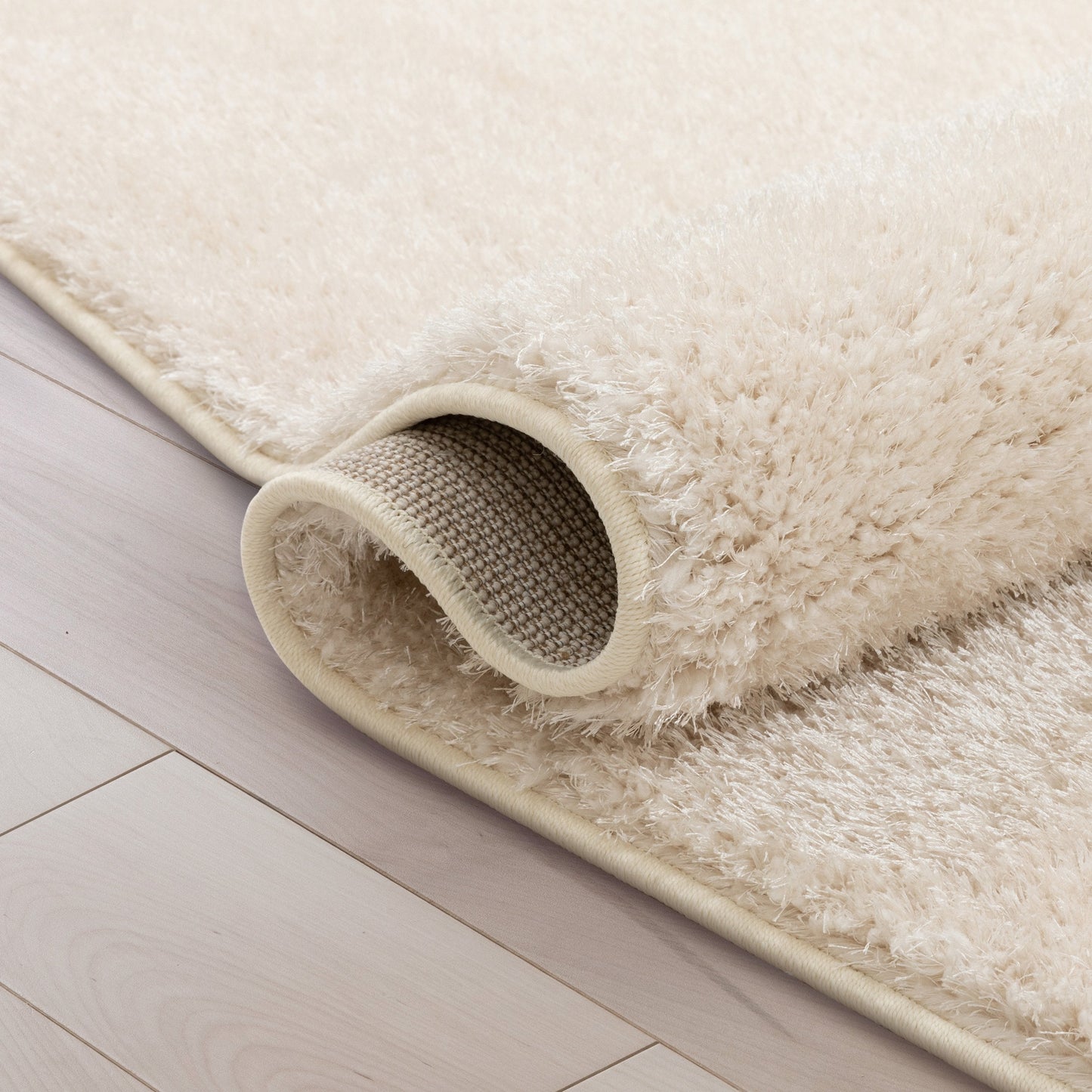 Chroma Glam Solid Ultra Soft Beige Multi-Textured Shimmer Pile Shag Rug RA-18