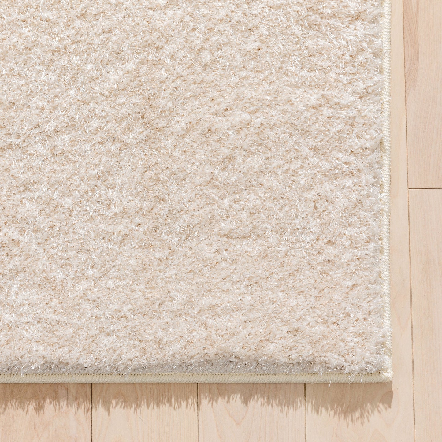 Chroma Glam Solid Ultra Soft Beige Multi-Textured Shimmer Pile Shag Rug RA-18