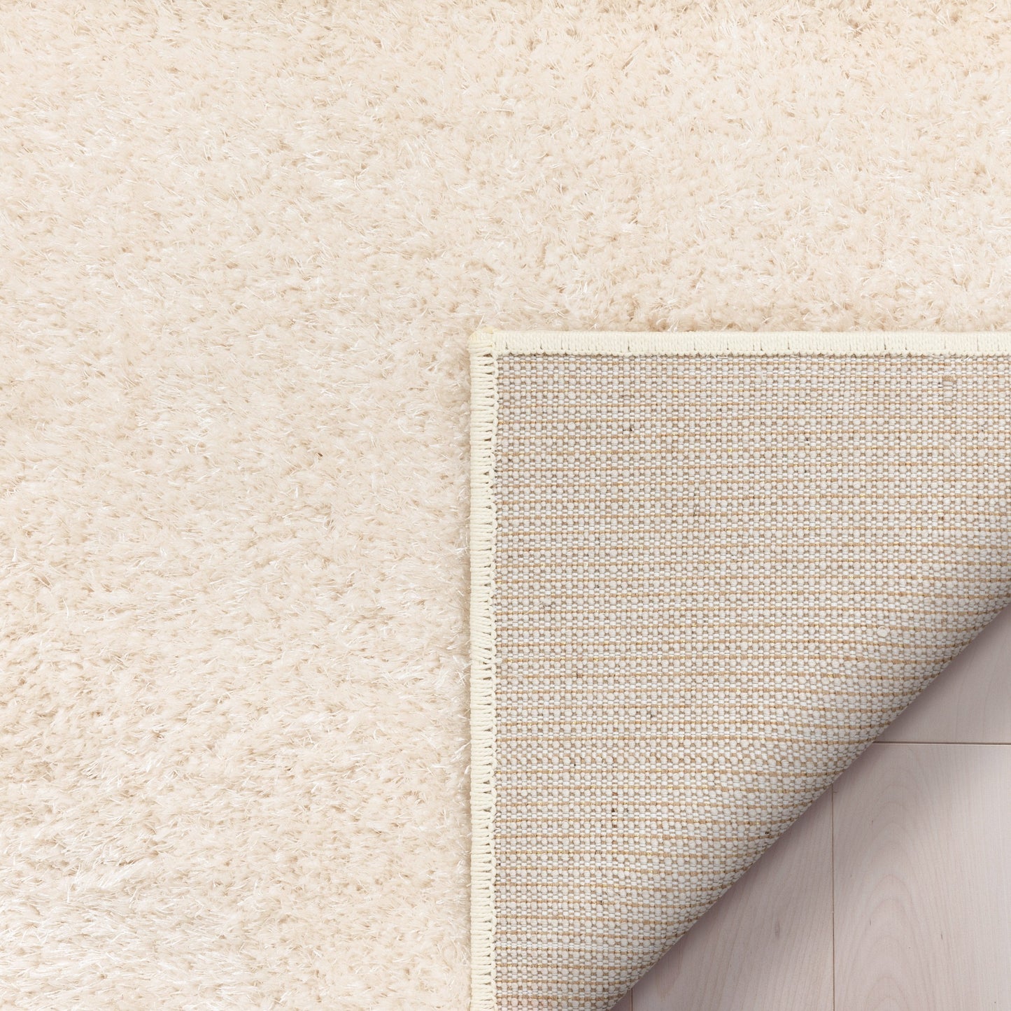 Chroma Glam Solid Ultra Soft Beige Multi-Textured Shimmer Pile Shag Rug RA-18