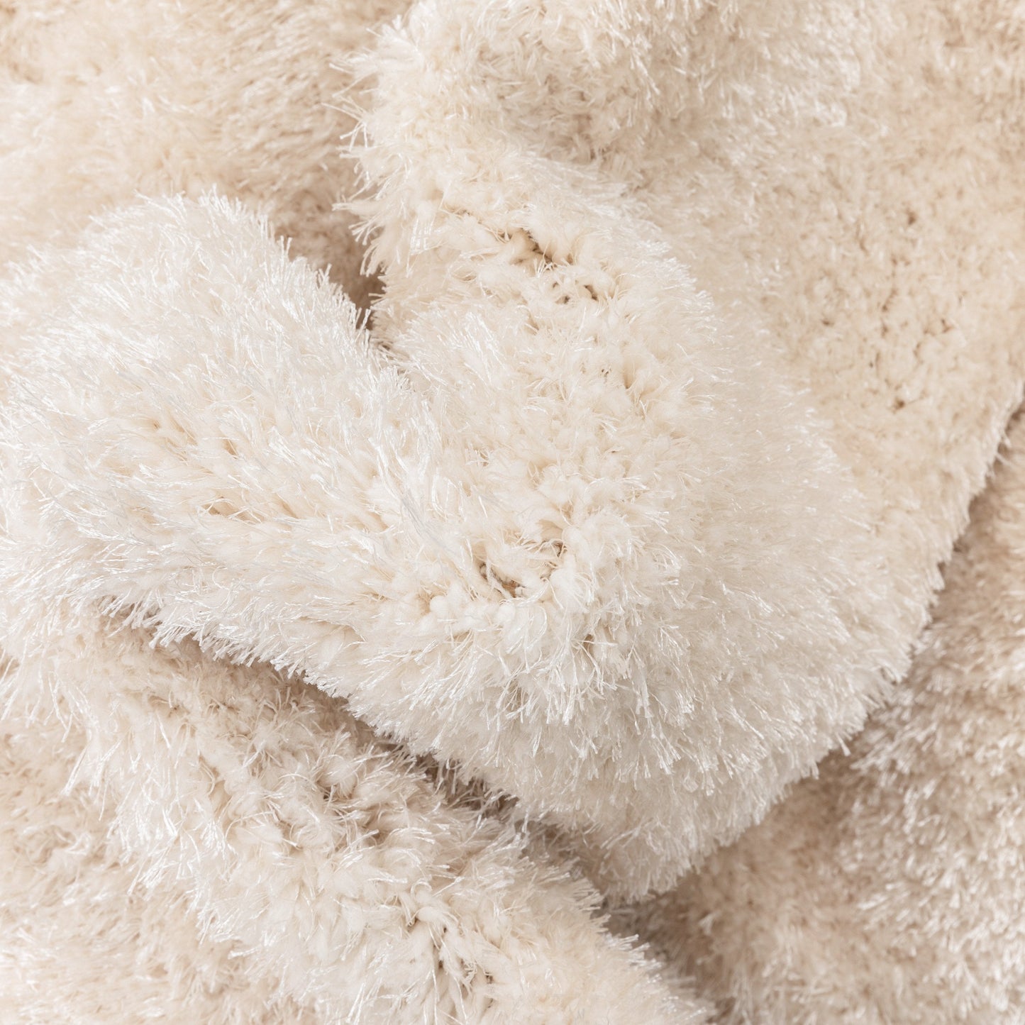 Chroma Glam Solid Ultra Soft Beige Multi-Textured Shimmer Pile Shag Rug RA-18