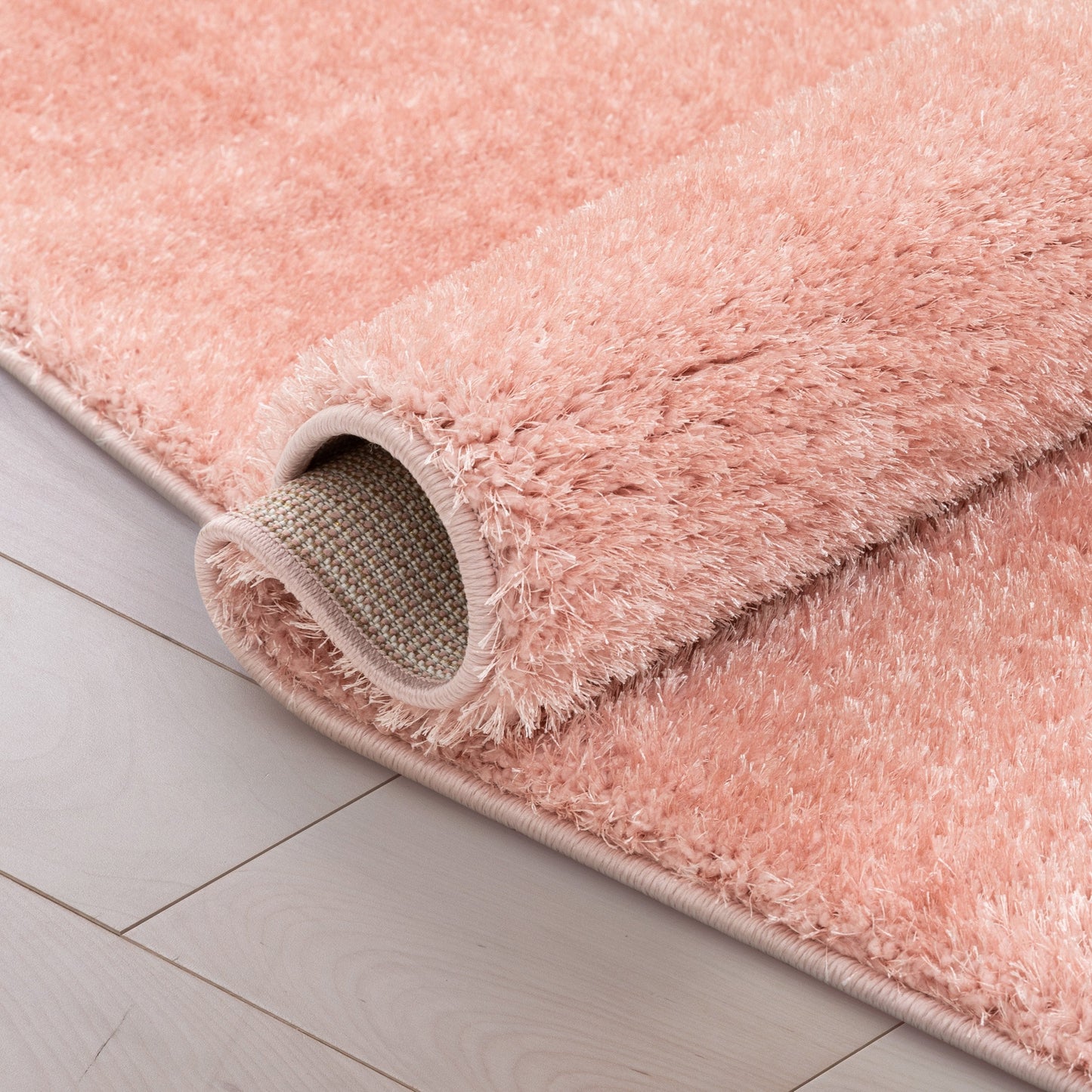 Chroma Glam Solid Ultra Soft Light Pink Multi-Textured Shimmer Pile Shag Rug RA-19