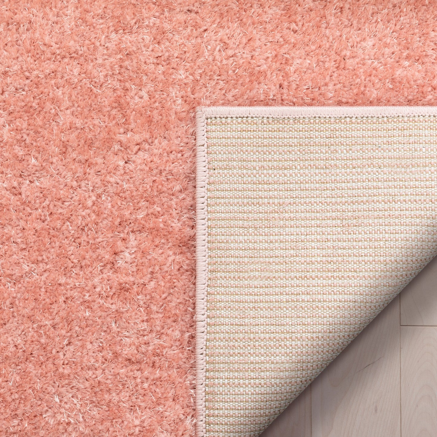 Chroma Glam Solid Ultra Soft Light Pink Multi-Textured Shimmer Pile Shag Rug RA-19
